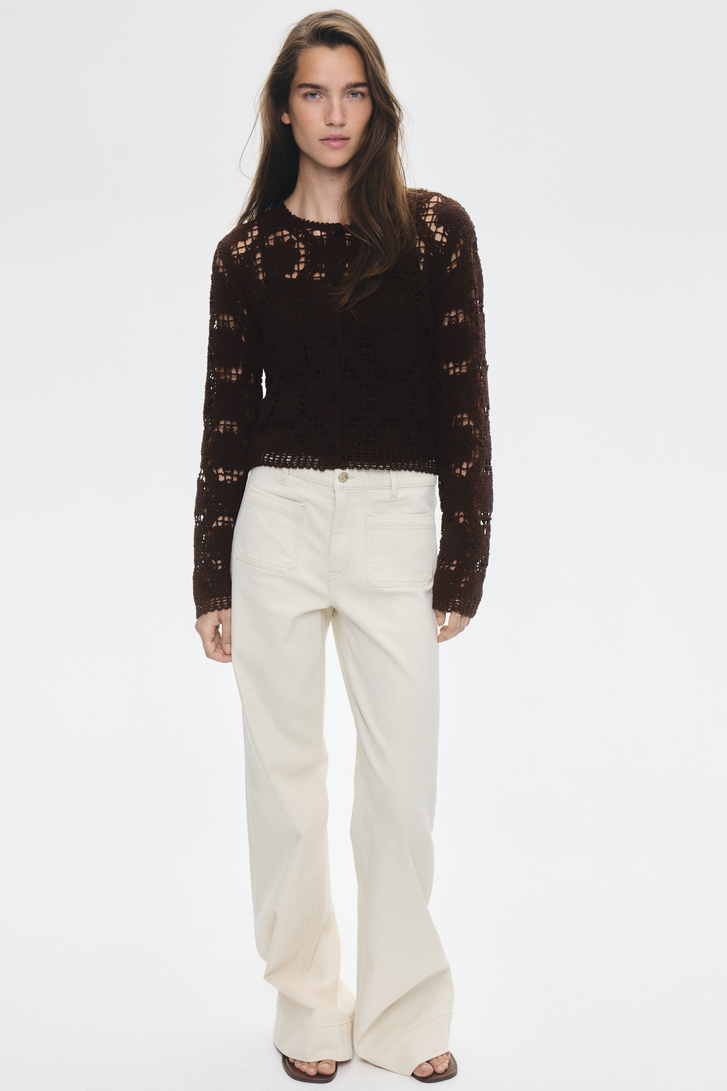 Crochet-look cardigan