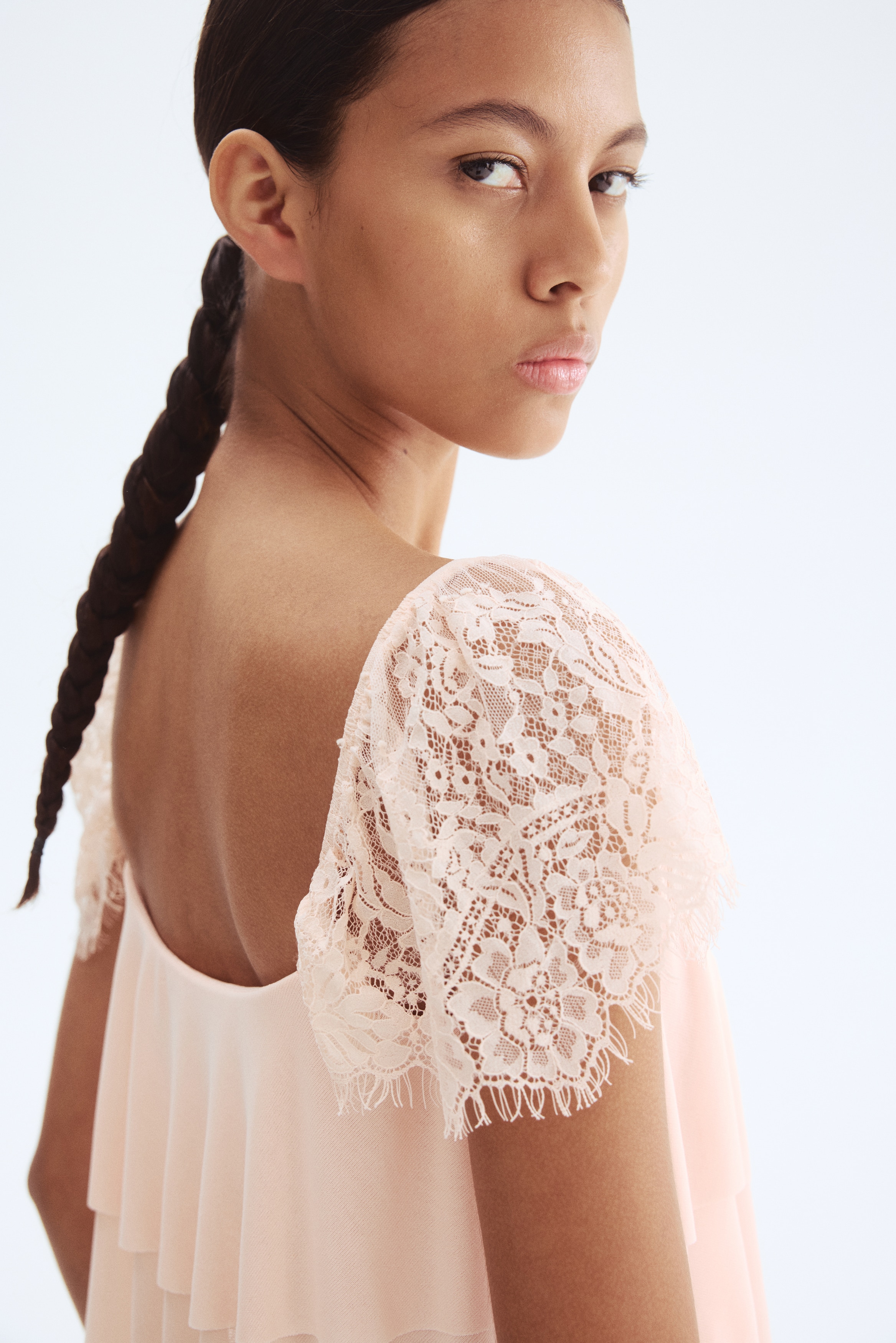 Lace-sleeved top
