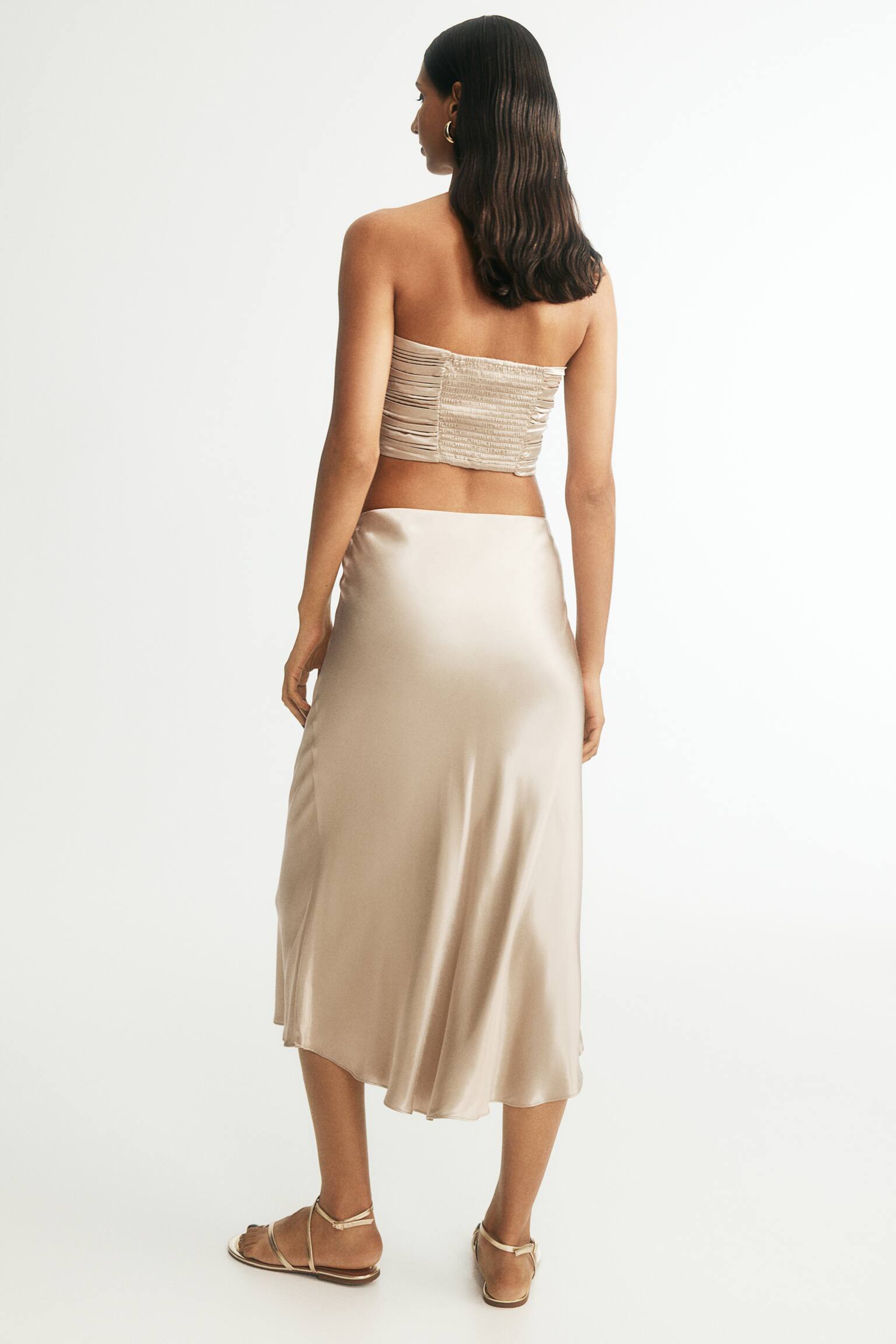 Satin skirt - Beige - 3