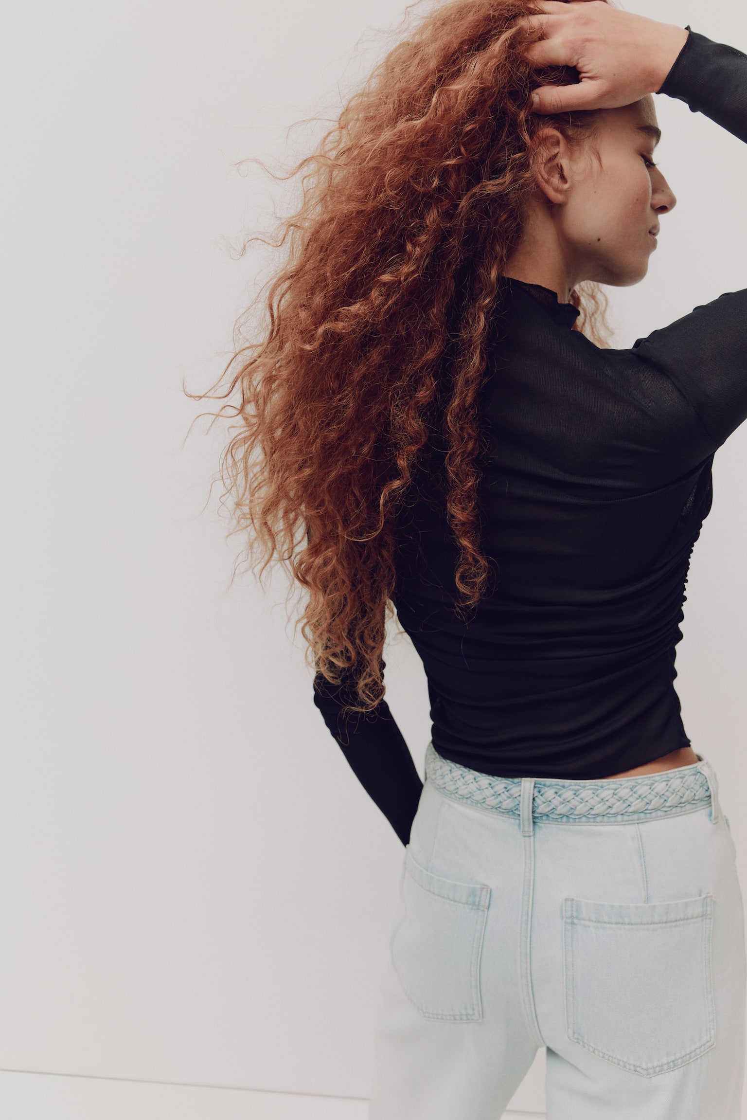 Sheer jersey top - Black/Steel blue - 4