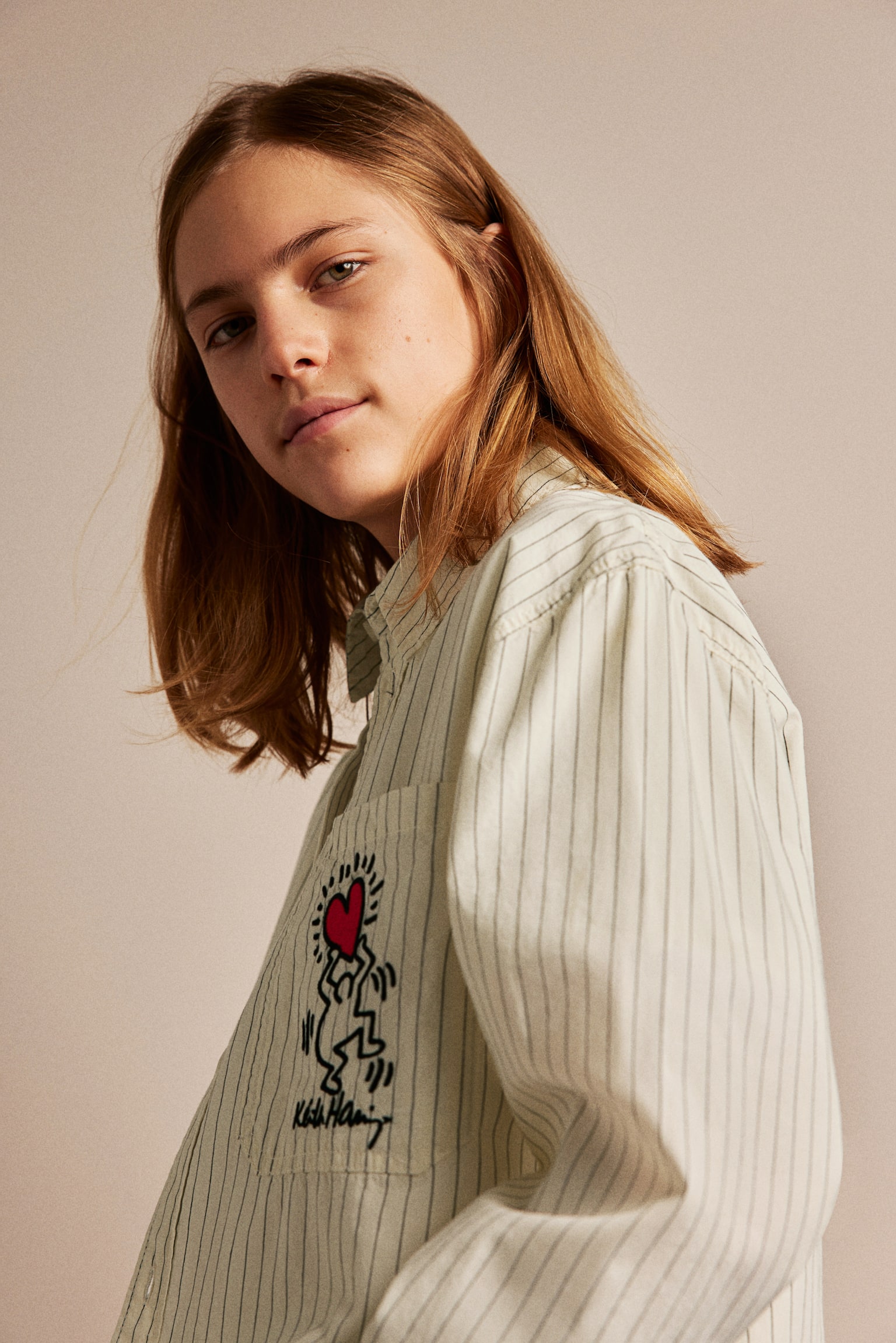 Embroidered Design Cotton Poplin Shirt - White/Keith Haring - 5