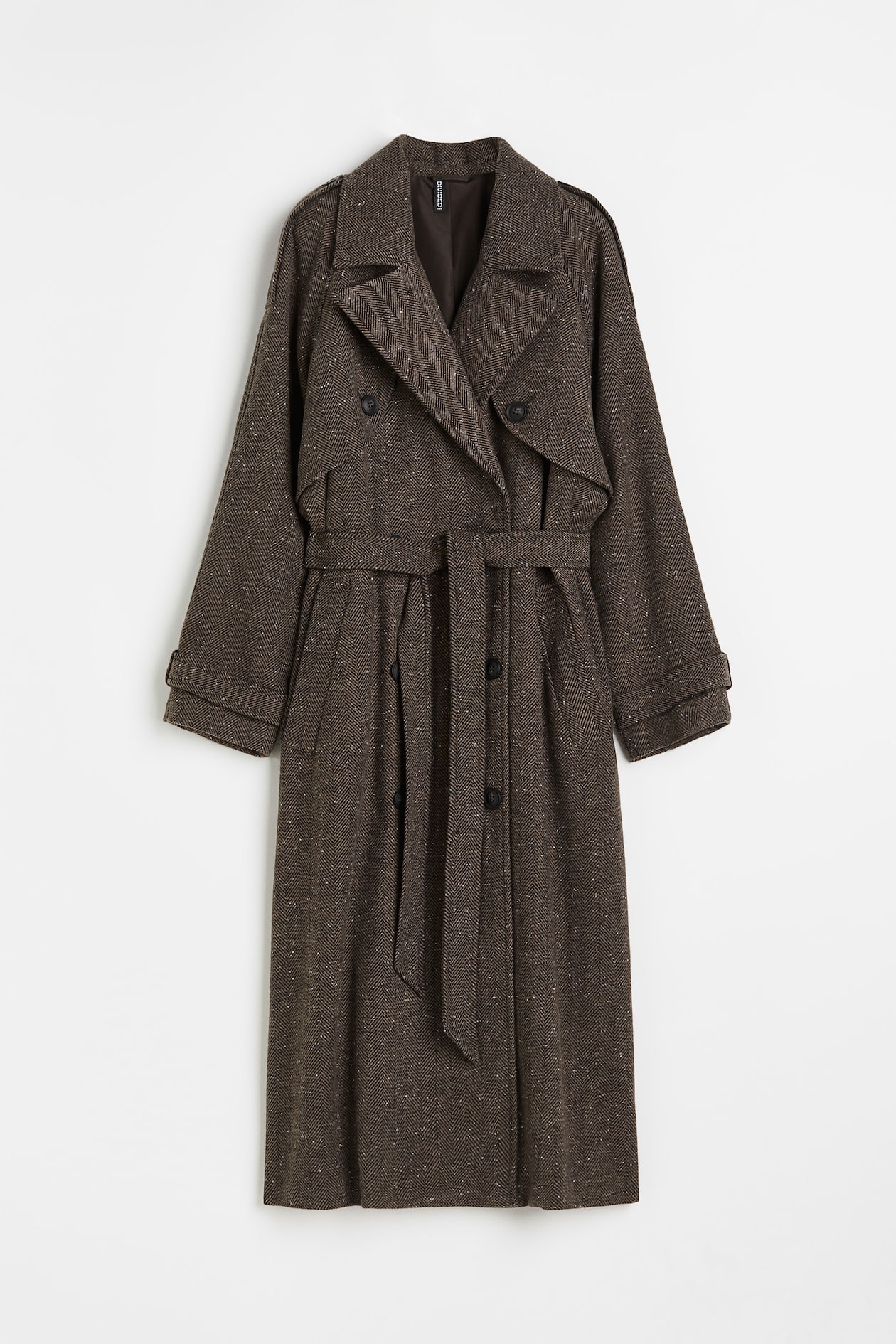 Brown Herringbone Coat Tan Wool Coat Ladies Trench Coat Brown