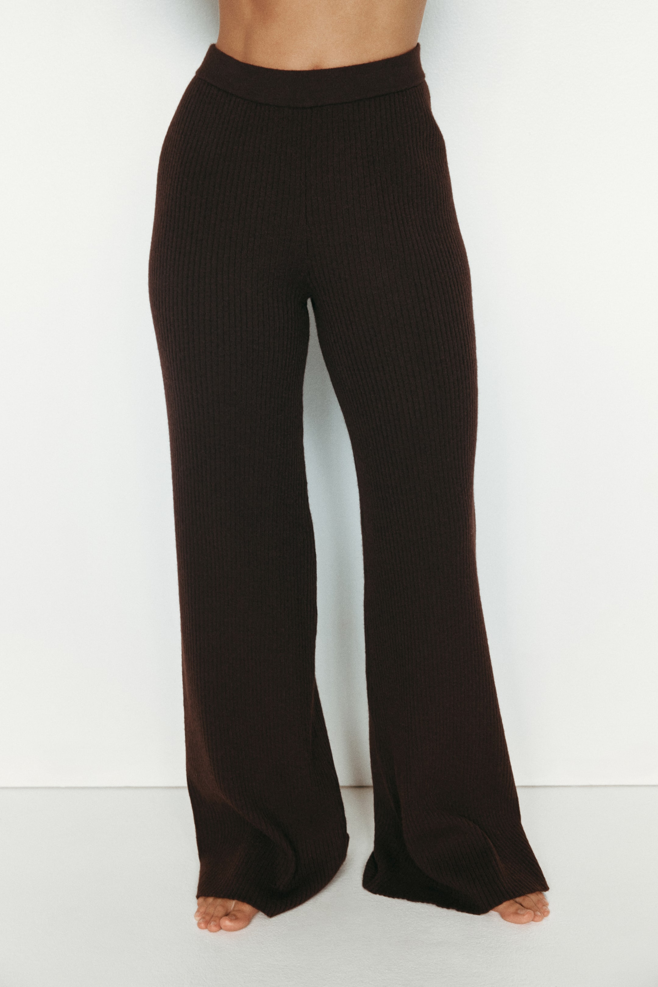 Pantalon large en tricot côtelé