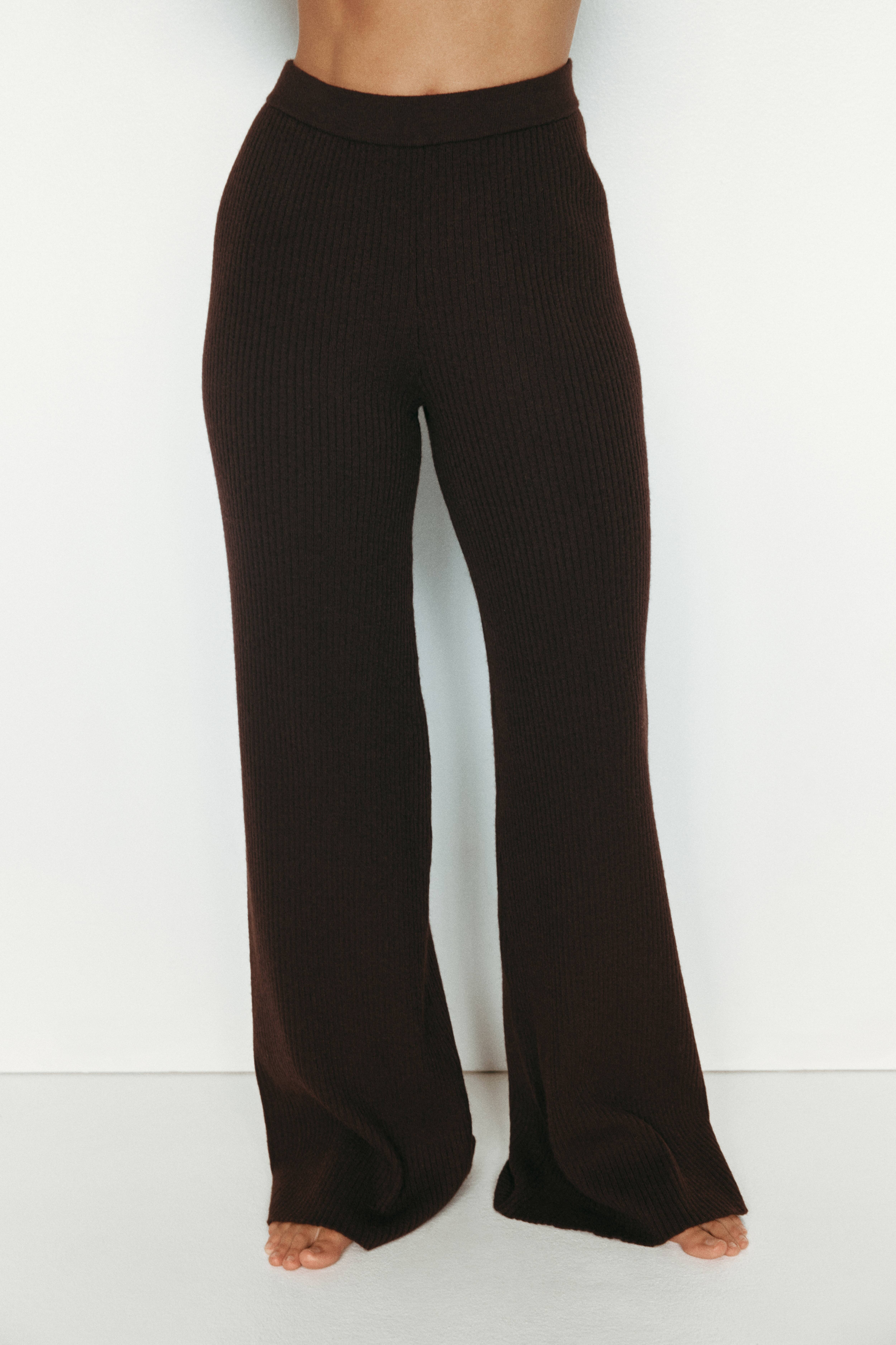 Pantalon large en tricot côtelé