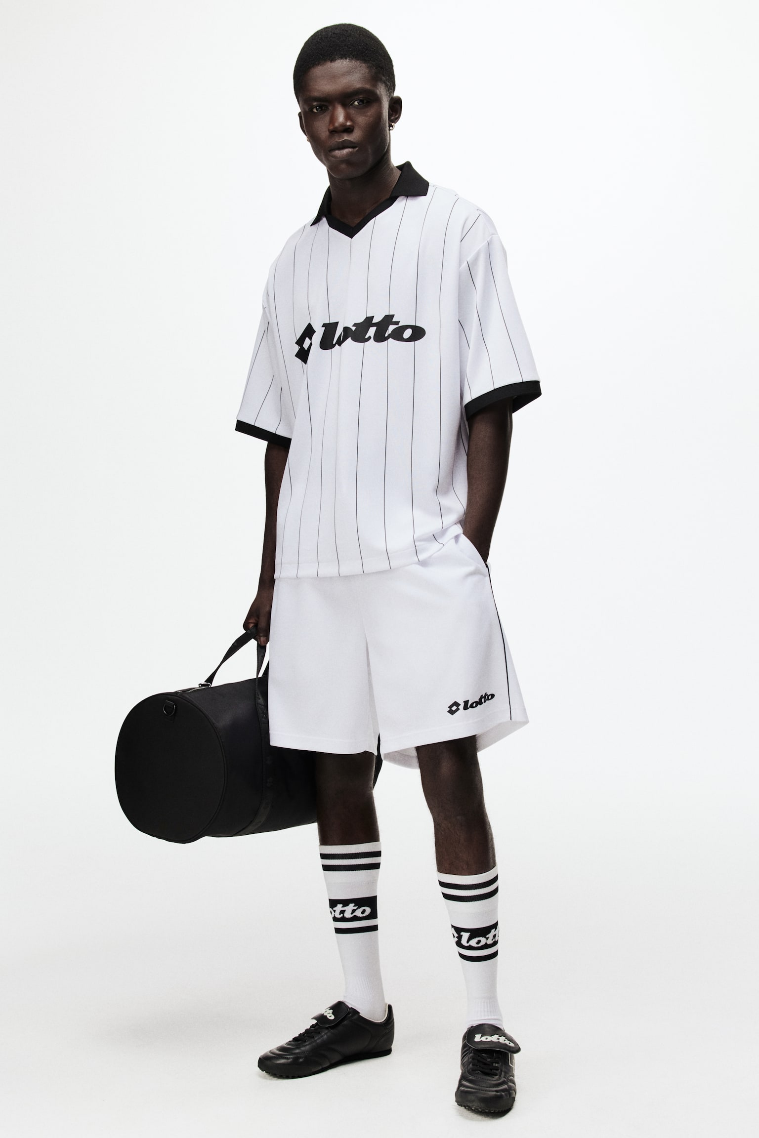 Relaxed Fit Soccer Style Shorts - White/Lotto/Black/Lotto - 1