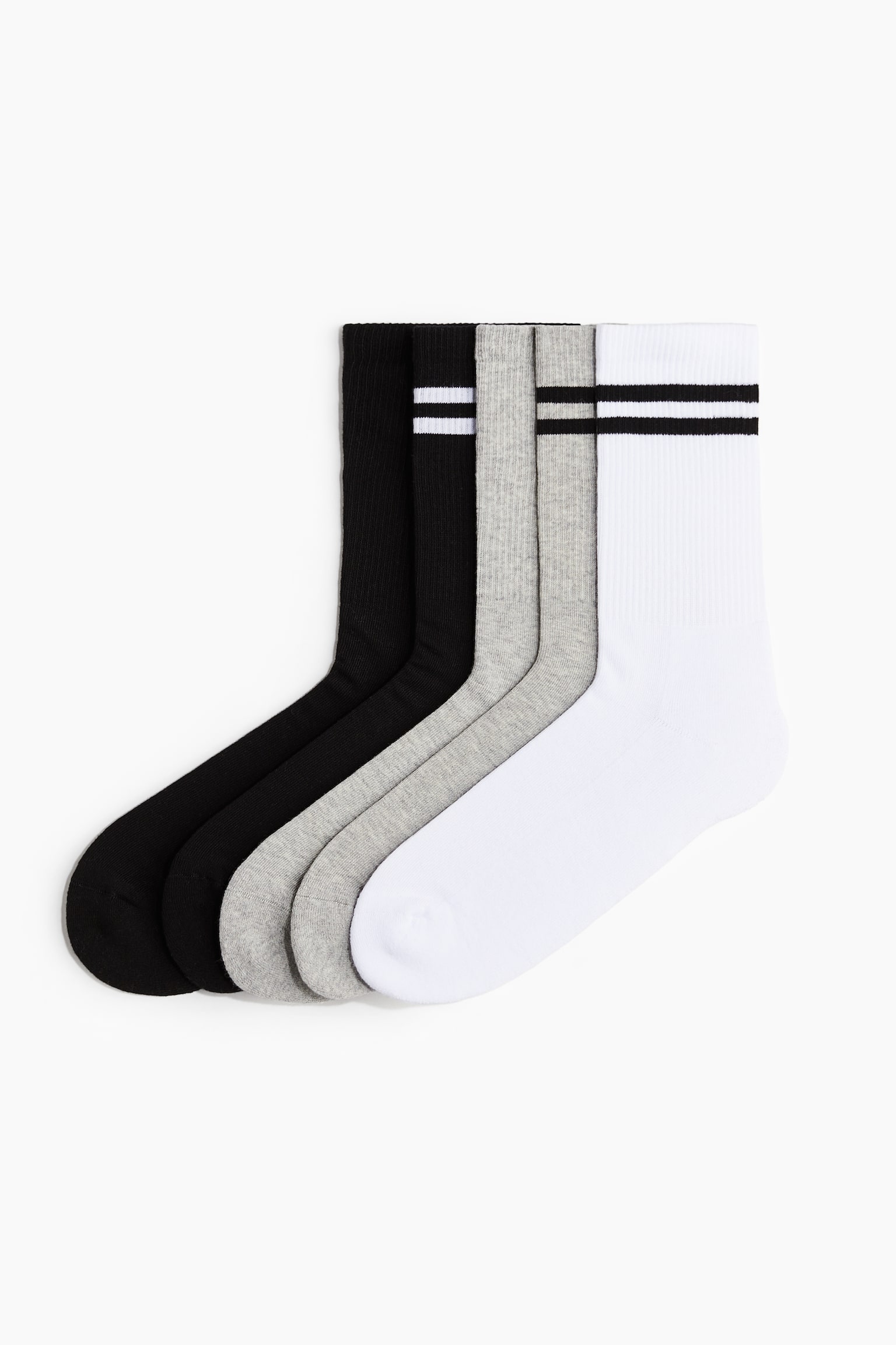 5-pack socks - Grey marl/White/Grey/Beige/Navy blue/Black/Grey/White - 1