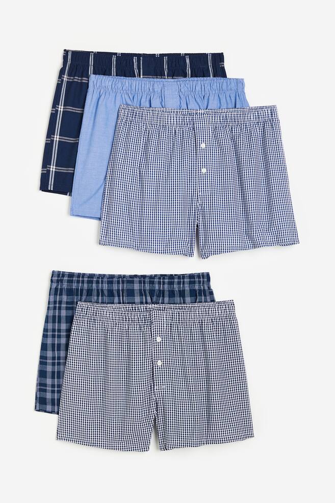 5-pack woven cotton boxer shorts - Blue/Checked/Dark grey/Checked/Black/White checked/Light blue/Dark blue/dc/dc/dc/dc/dc/dc/dc/dc - 2