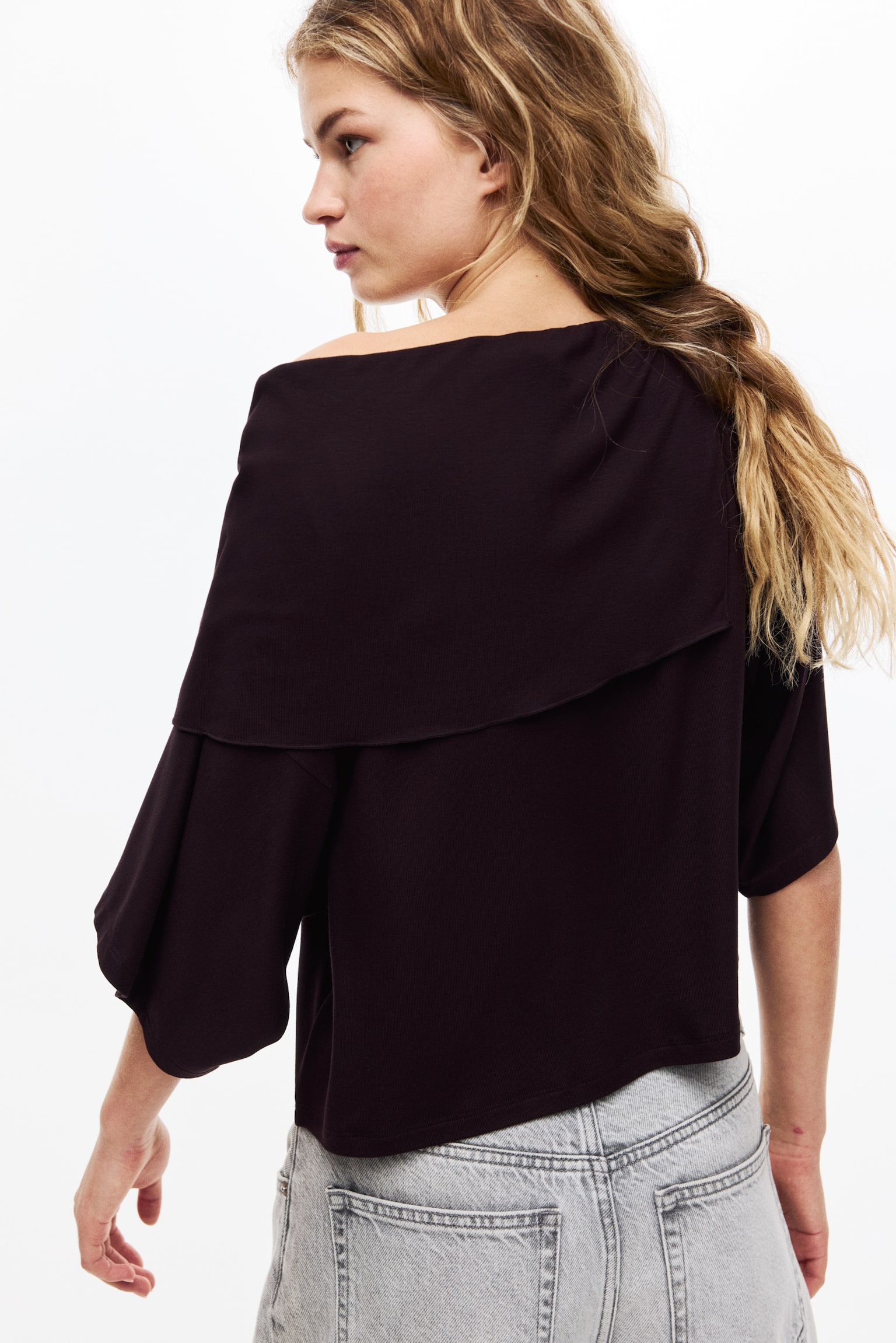 חולצת ג'רזי עם שכמייה - סגול שזיף כהה/שחור/כחול כהה - 5