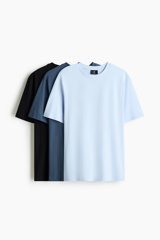 3-pack Regular Fit T-shirts - Dark blue/Gray melange/black/white/Dark teal/brown/light gray/Navy blue/blue/white/Black/Khaki green/white/Lilac/White/brown/Blue/beige/Pink/brown/White - 1