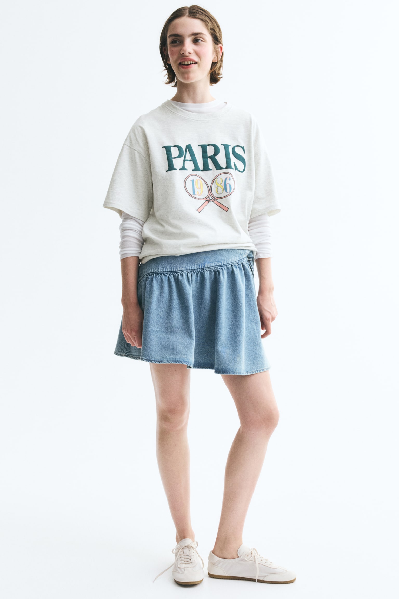 Oversized Printed T-Shirt - Light gray melange/Paris/Cream/Palo Alto 1986 - 1