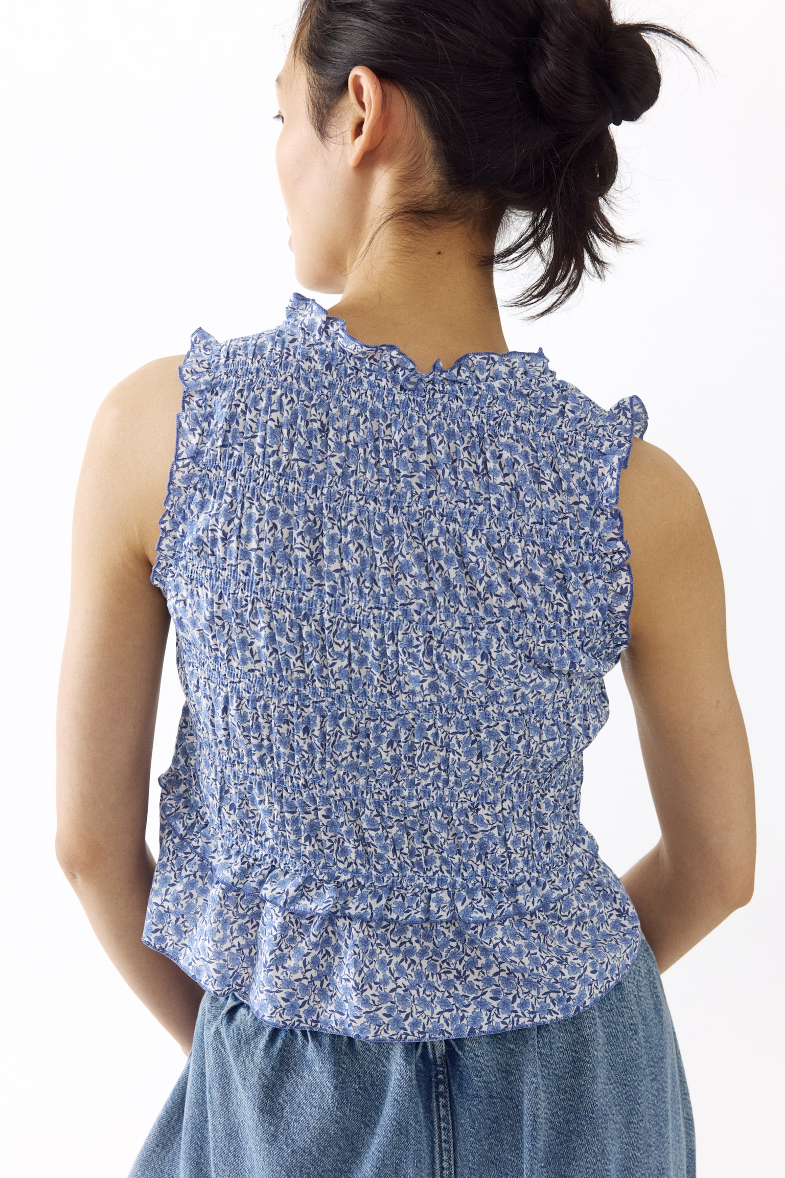 Tie-detail smocked top - 4