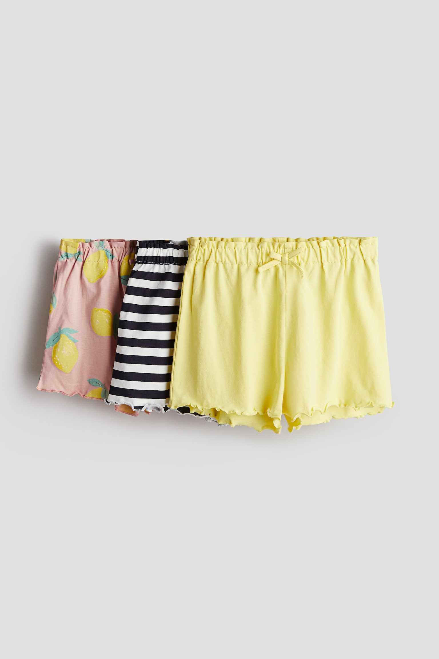 3-pack jersey shorts - Dusty pink/Lemons/Beige/Leopard/Pink/Palm trees/Light blue/Butterflies/White/Striped/Bright red/Strawberries - 1