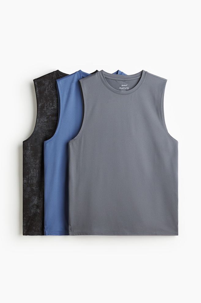 3-Pack Regular-Fit Sports Tank Tops with DryMove™ - Dark gray/blue - 1