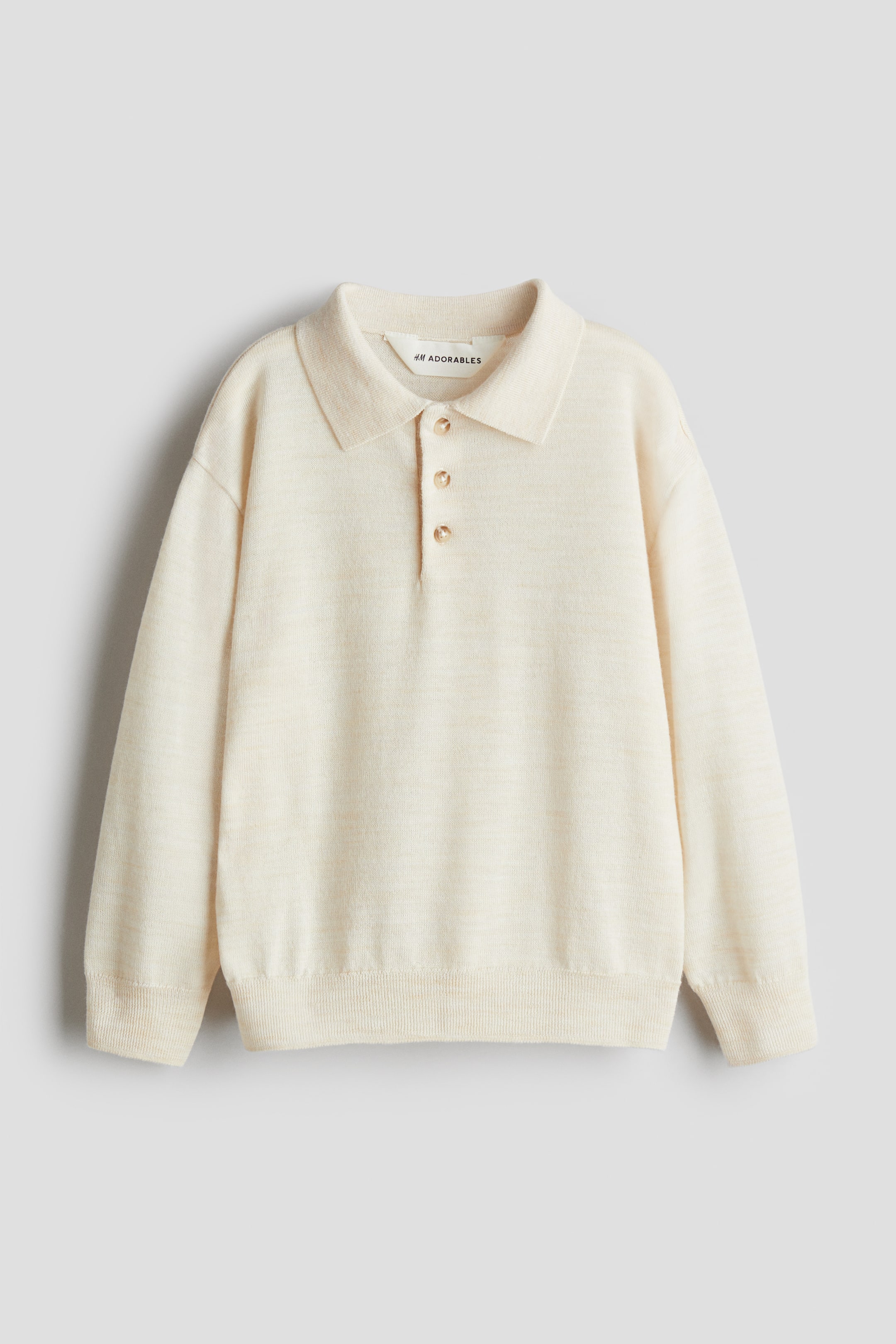 Fine-knit wool polo jumper - Cream - Kids | H&M GB 3