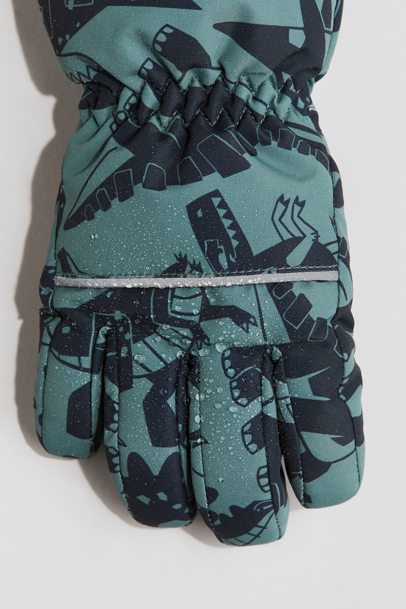 Water-repellent gloves - Turquoise/Dinosaurs - 2