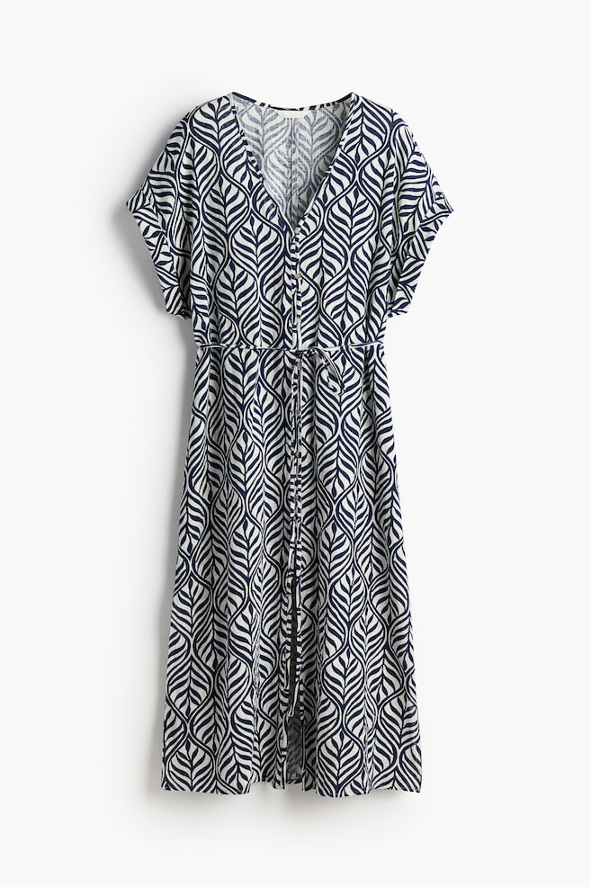 Vestido de crepé con botonadura frontal - Azul oscuro/Estampado/Negro - 1