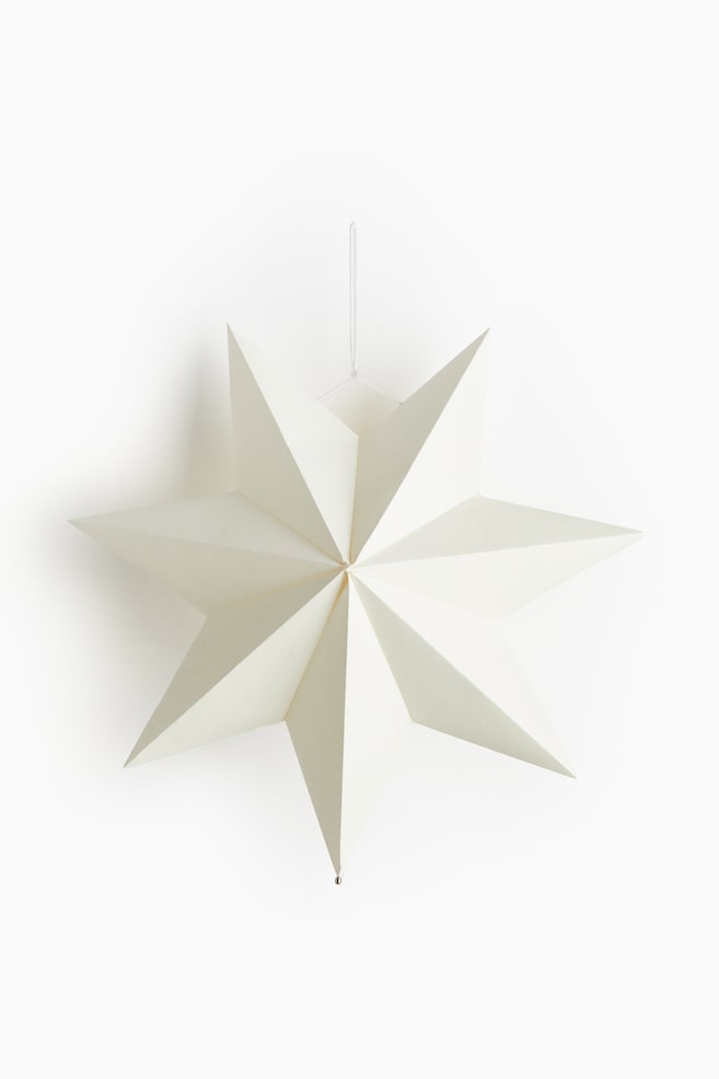 Abajur de papel em forma de estrela - Branco - 1