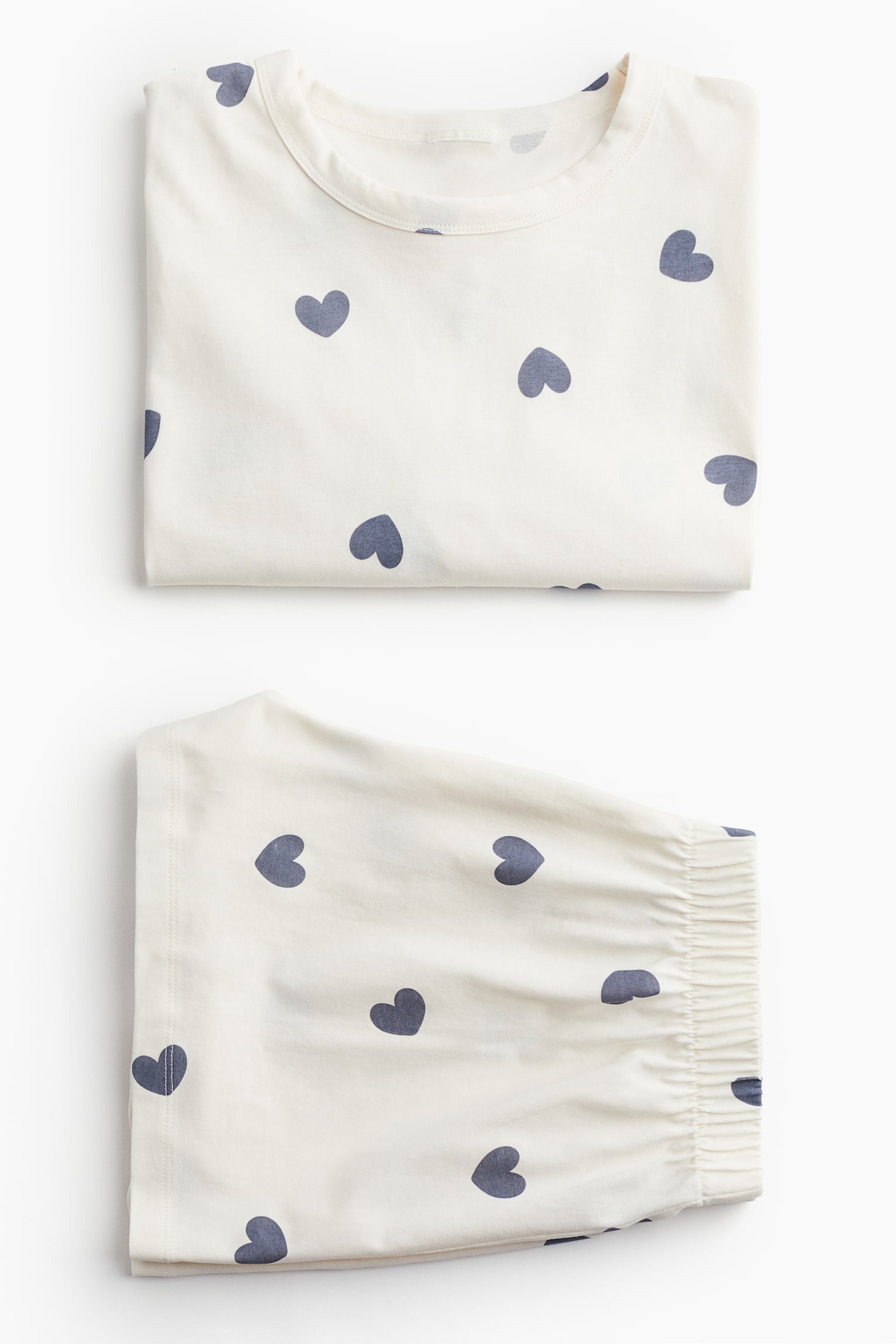 Pyjama Tee & Shorts Set - White/Hearts - 3