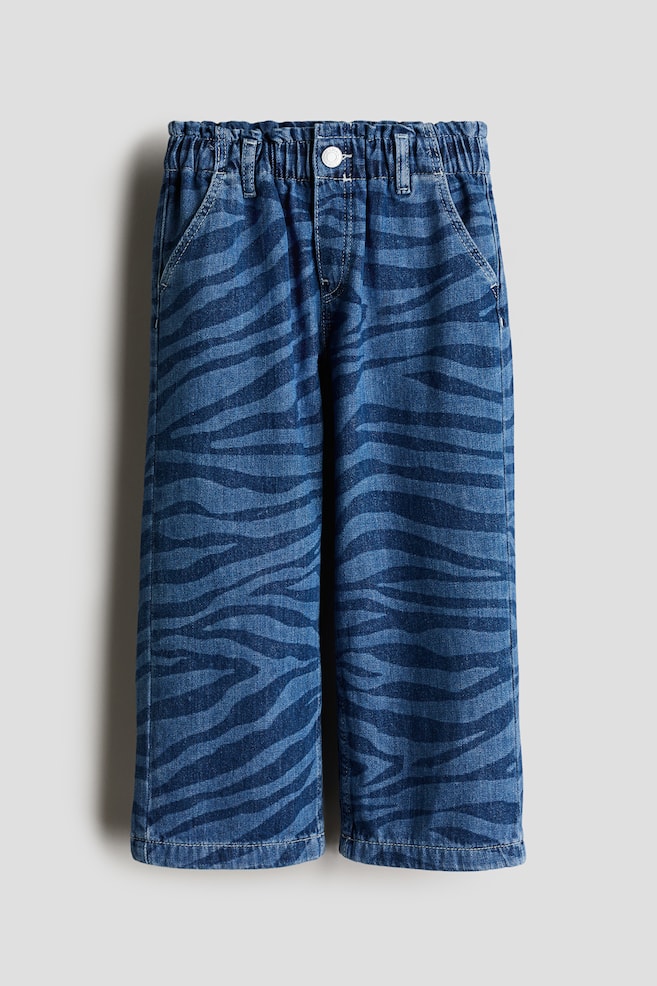 Patterned Wide Leg Jeans - Denimblau/Zebraprint - 1
