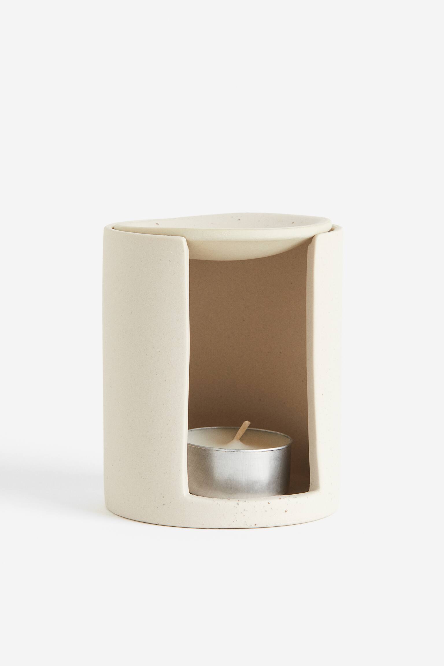 Stoneware oil burner - White/Dark grey - 1