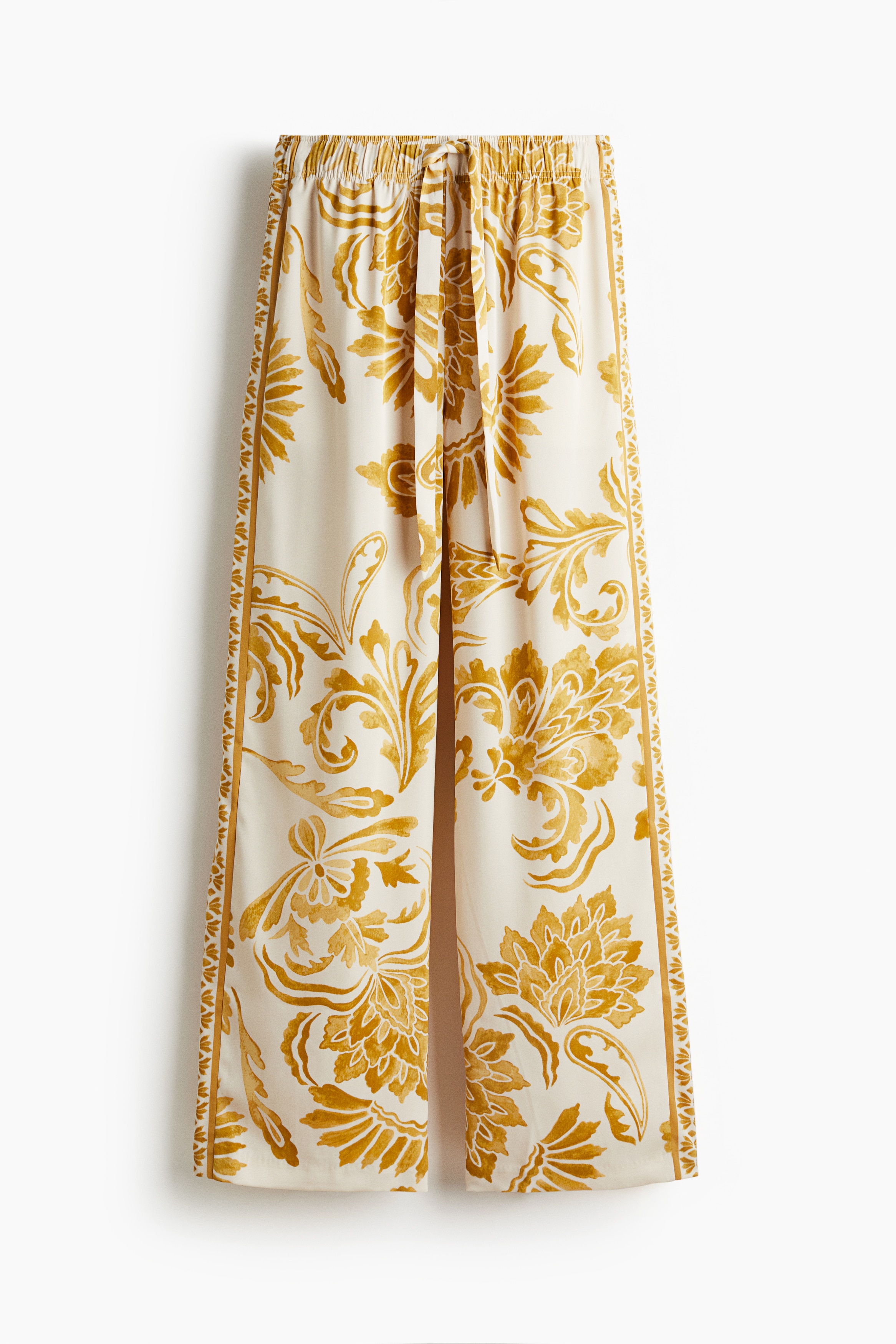 Wide trousers - Light yellow/Patterned/Cream/Patterned/Black