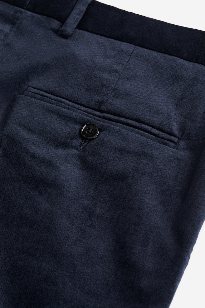 Slim Fit Velvet suit trousers - Navy blue - 5