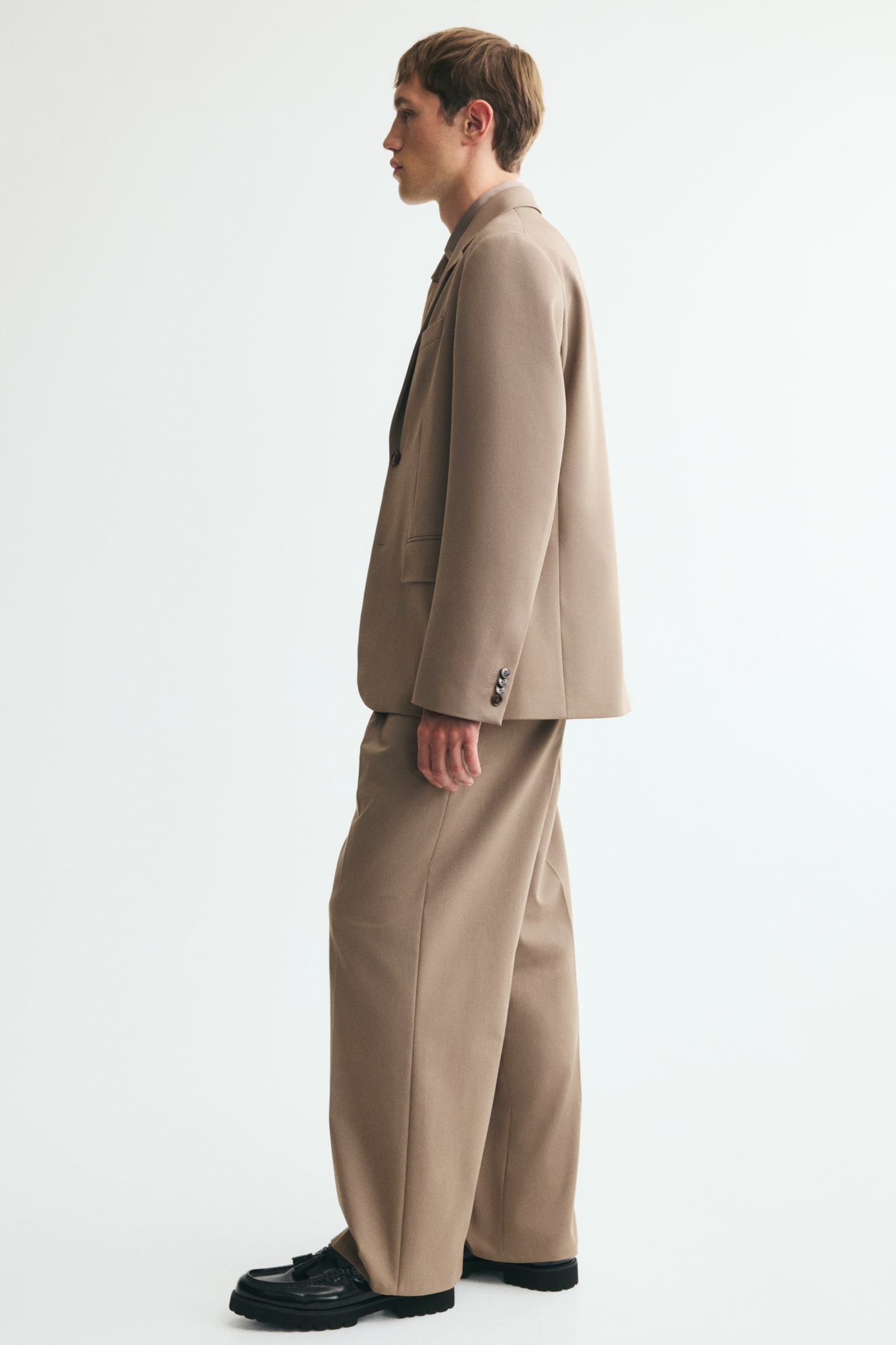 Мужские брюки H&M Loose-Fit Suit, цвет: Бежевый — фото 6