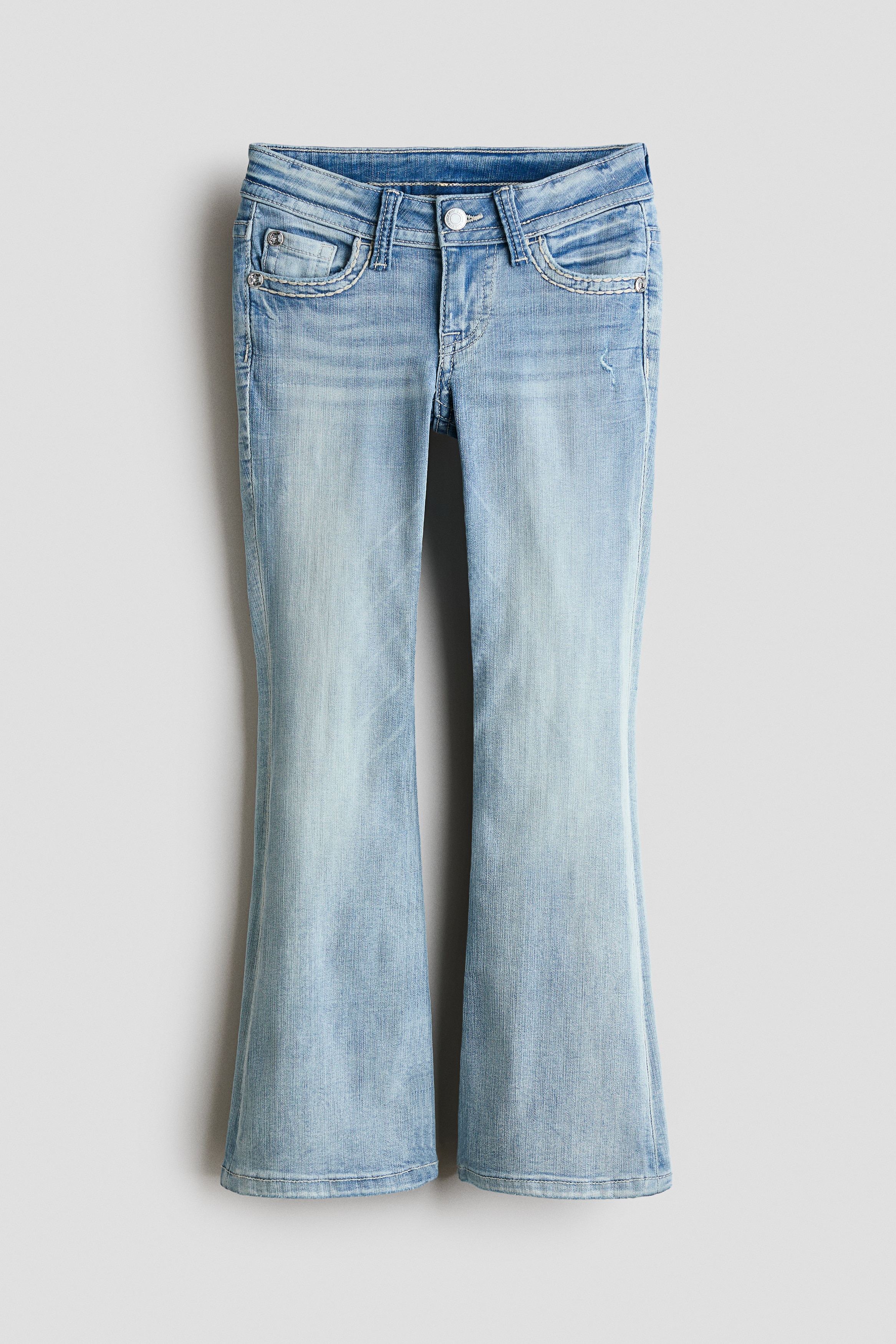 Skinny Fit Bootcut Low Jeans - Azul denim claro/Azul denim/Gris denim