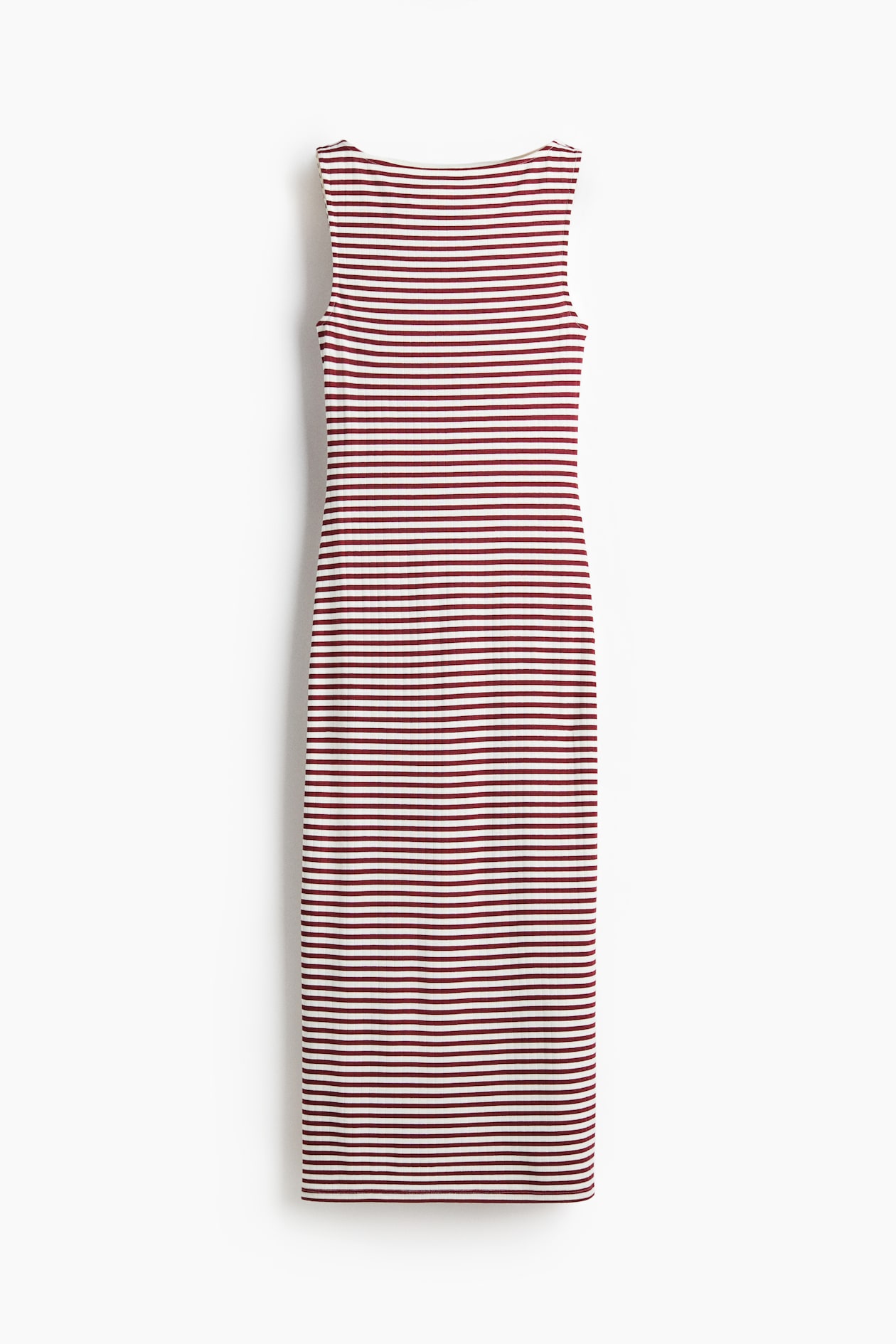 hm ribbed jersey dress Women's Dark red/white striped Midi update test