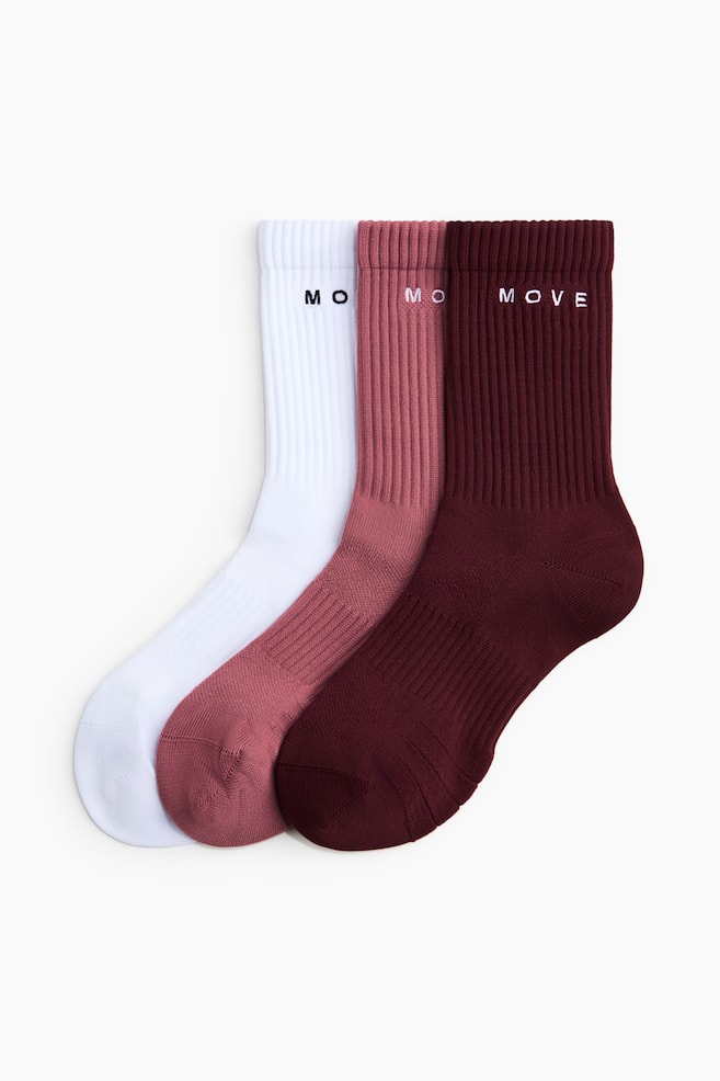 3 perechi de șosete de sport cu DryMove™ - Roșu-burgund deschis/Gri-deschis/negru/Alb - 1