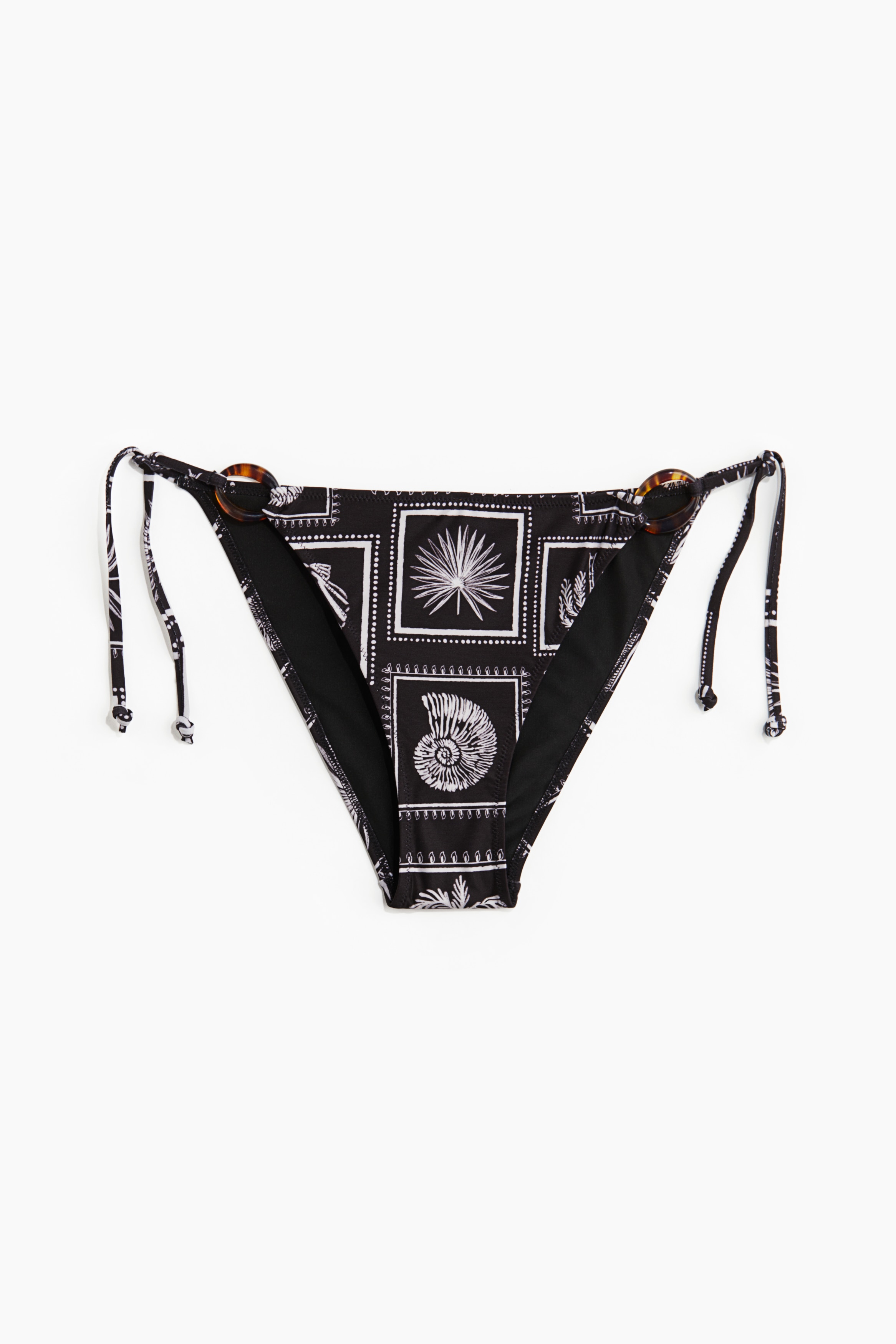 Tie tanga bikini bottoms - Black/Patterned/Black/Yellow
