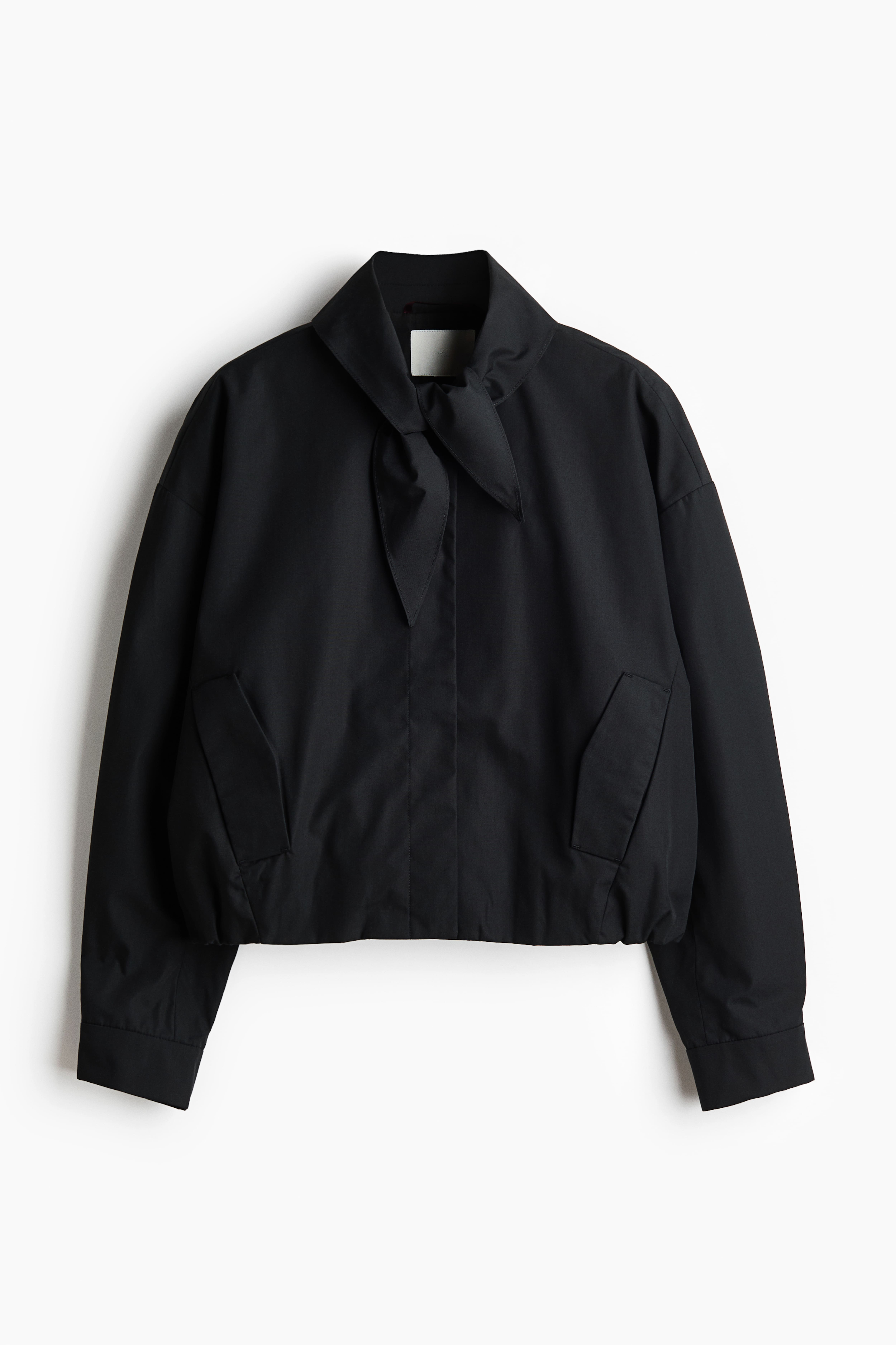 Scarf-Collar Bubble-Hem Jacket