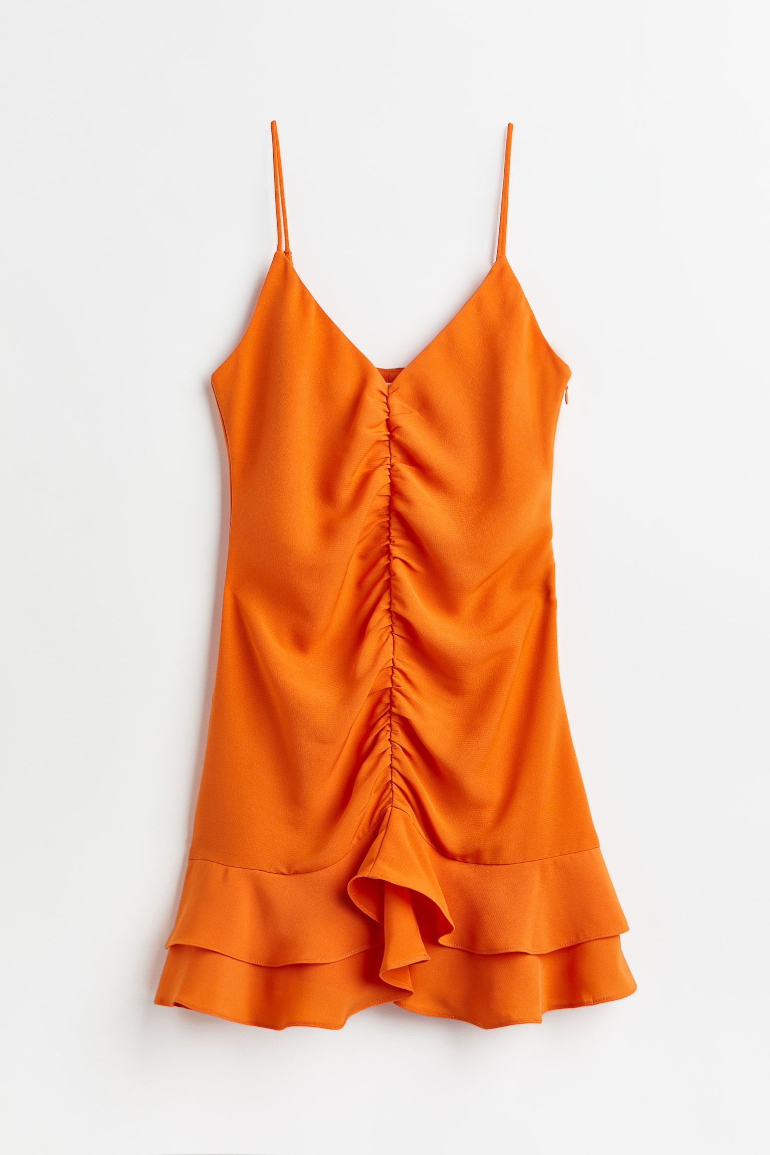 Vestido de crepé con volantes - Naranja