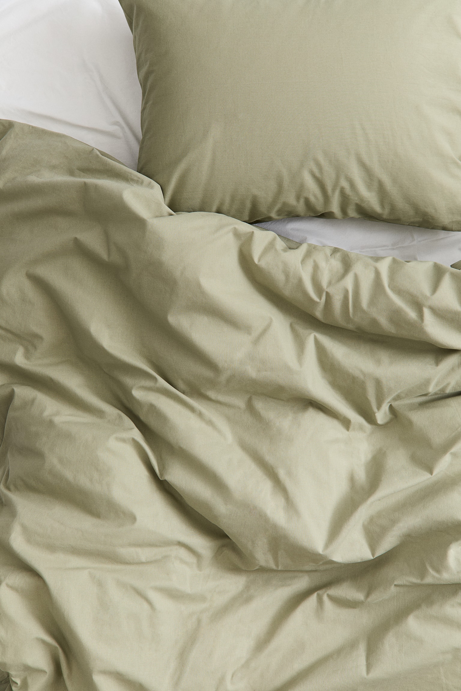 Cotton single duvet cover set - Light khaki green/Light yellow/Sage green/White/Orange/Light pink/Dark red/Dark green/Light dusty pink/Light beige/Brown/Olive green/Old rose/Dark brown/Greige - 3