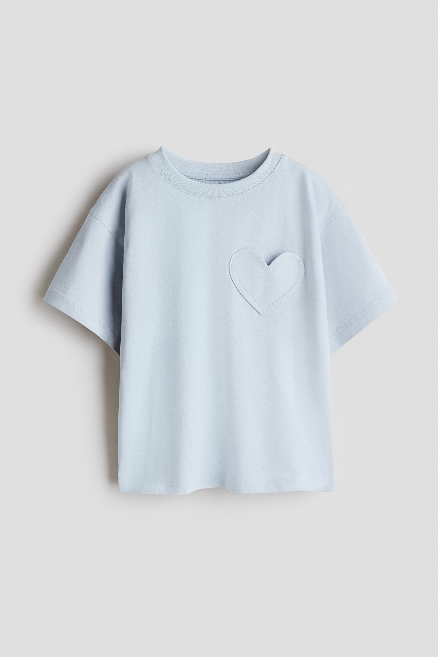 Oversized cotton T-shirt - Light blue/Heart/Dark dusty pink