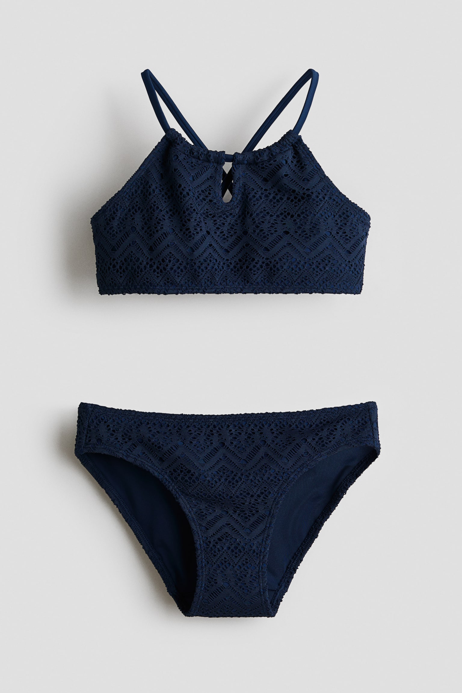Bikini met gehaakte look - Marineblauw