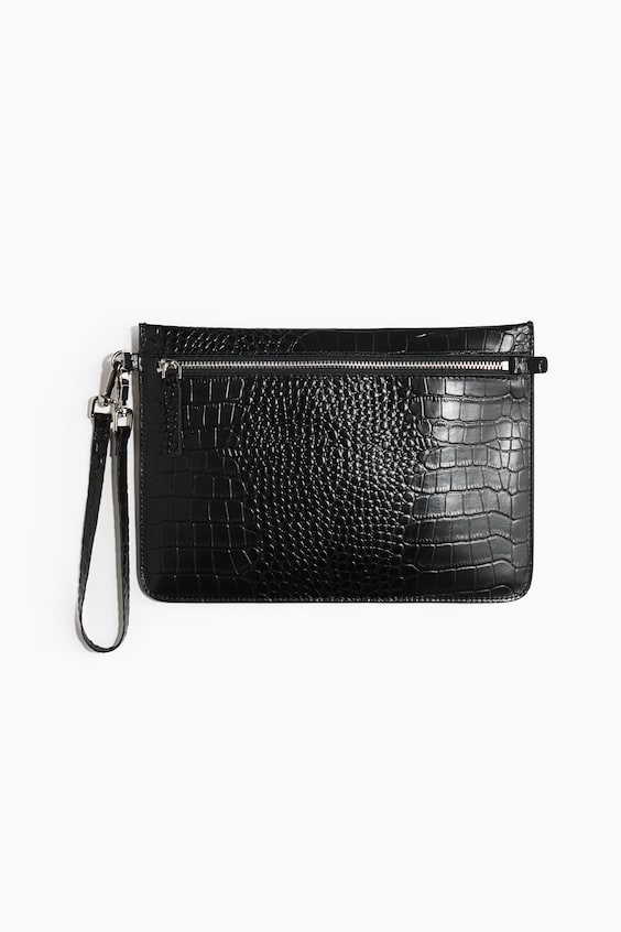 Мужской клатч H&M Leather Clutch, цвет: Чёрный