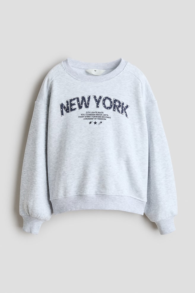 Sudadera estampada - Gris claro jaspeado/New York/Beige grisáceo oscuro/Gato/Beige claro/Osos de peluche/Gris oscuro/Corazones - 1