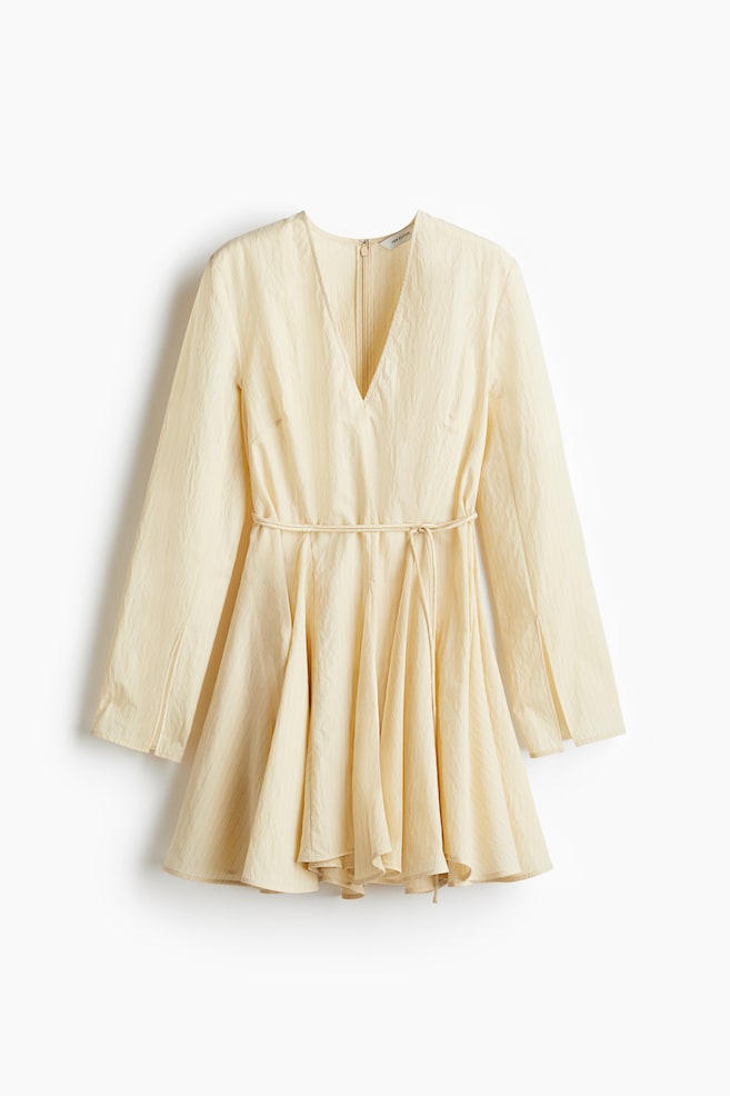 Robe avec jupe évasée - Jaune pâle/rayures tennis - 1