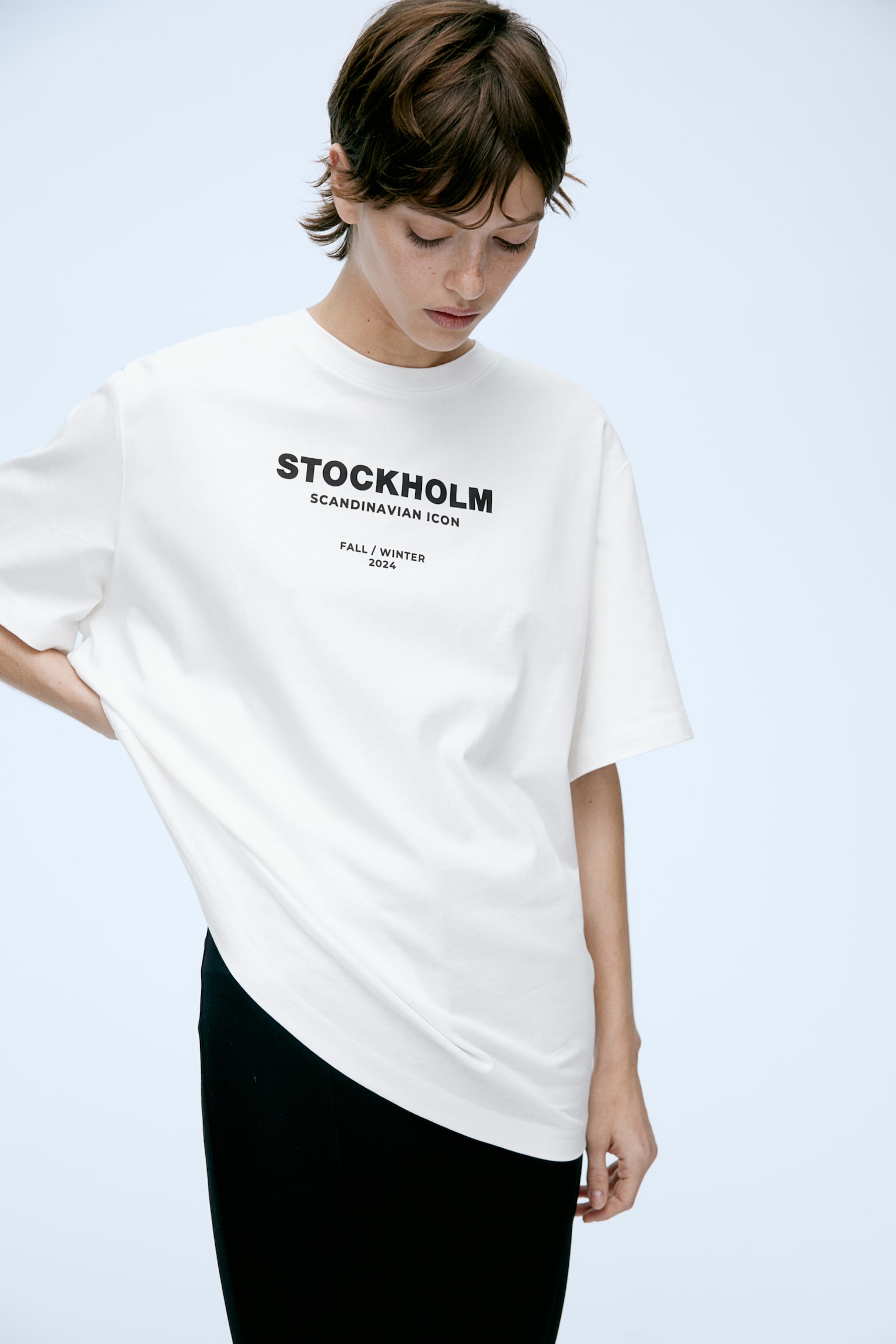 Oversized printed T-shirt - White/Stockholm - 5