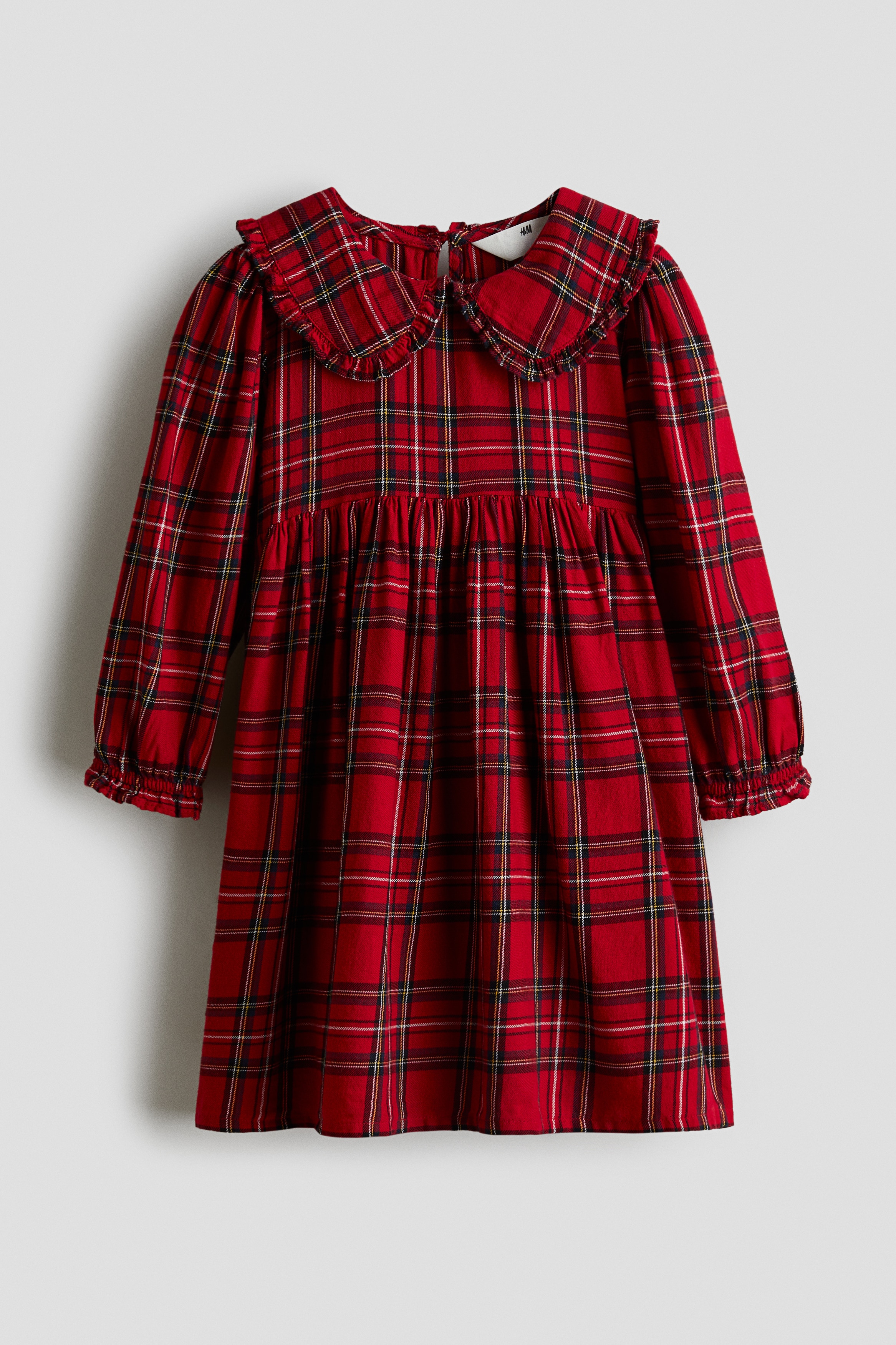 H & M - Flanellkleid mit Kragen - Rot - Kinder