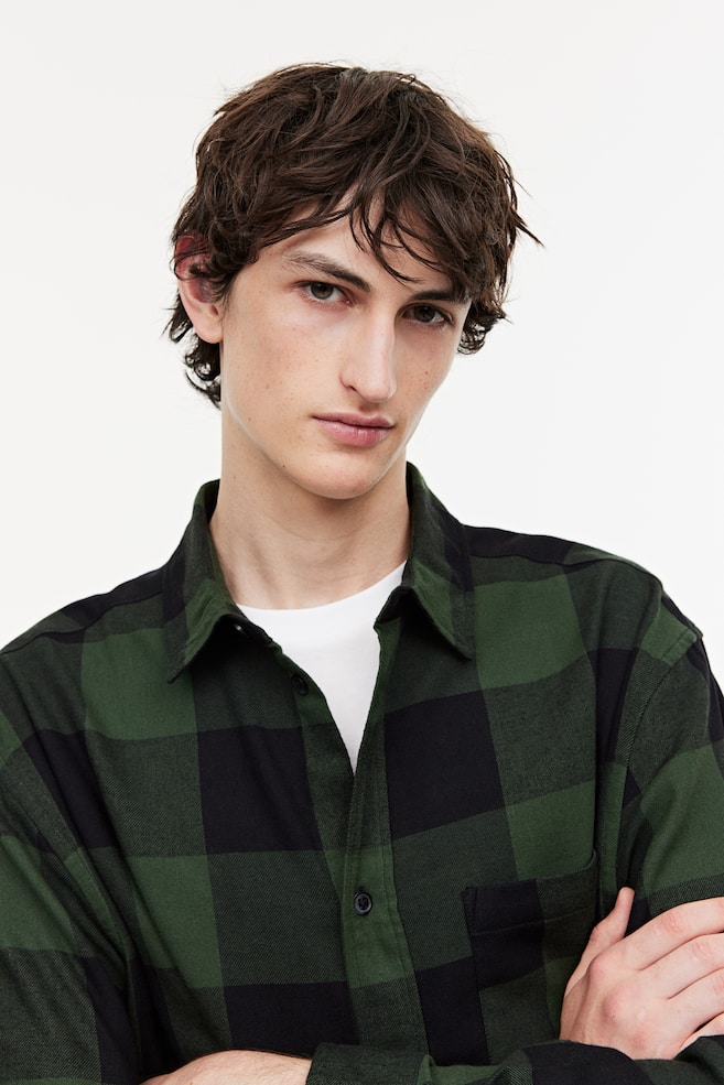 Relaxed Fit Flannel shirt - Dark green/Checked/Black/Checked/Red/Checked/Dark grey/Checked - 3