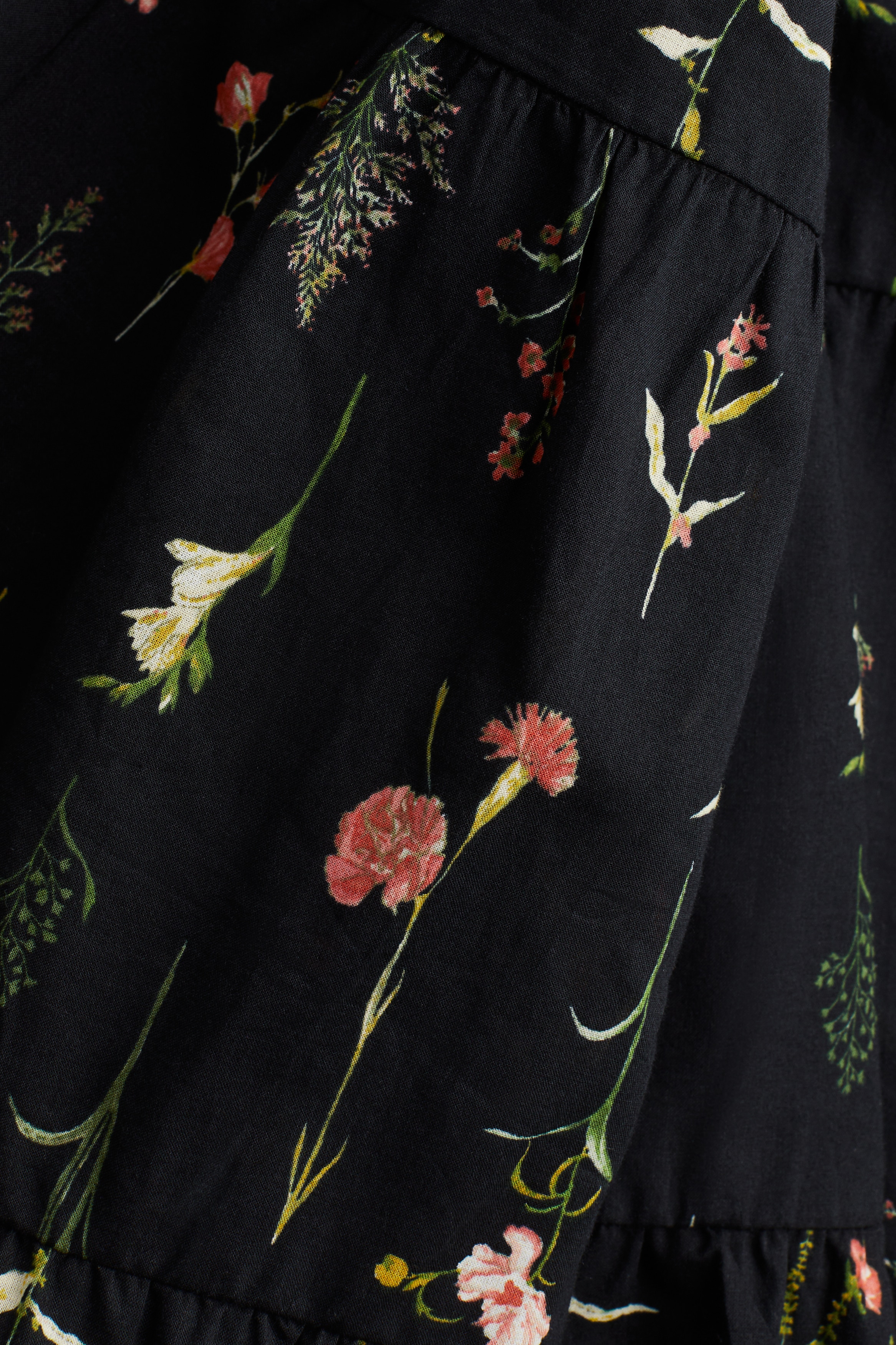 Women's Black/floral Long Cotton Dress | H&M US