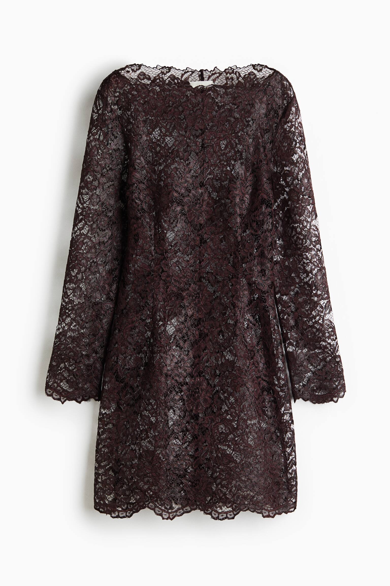 Boat-neck lace dress - Dark purple