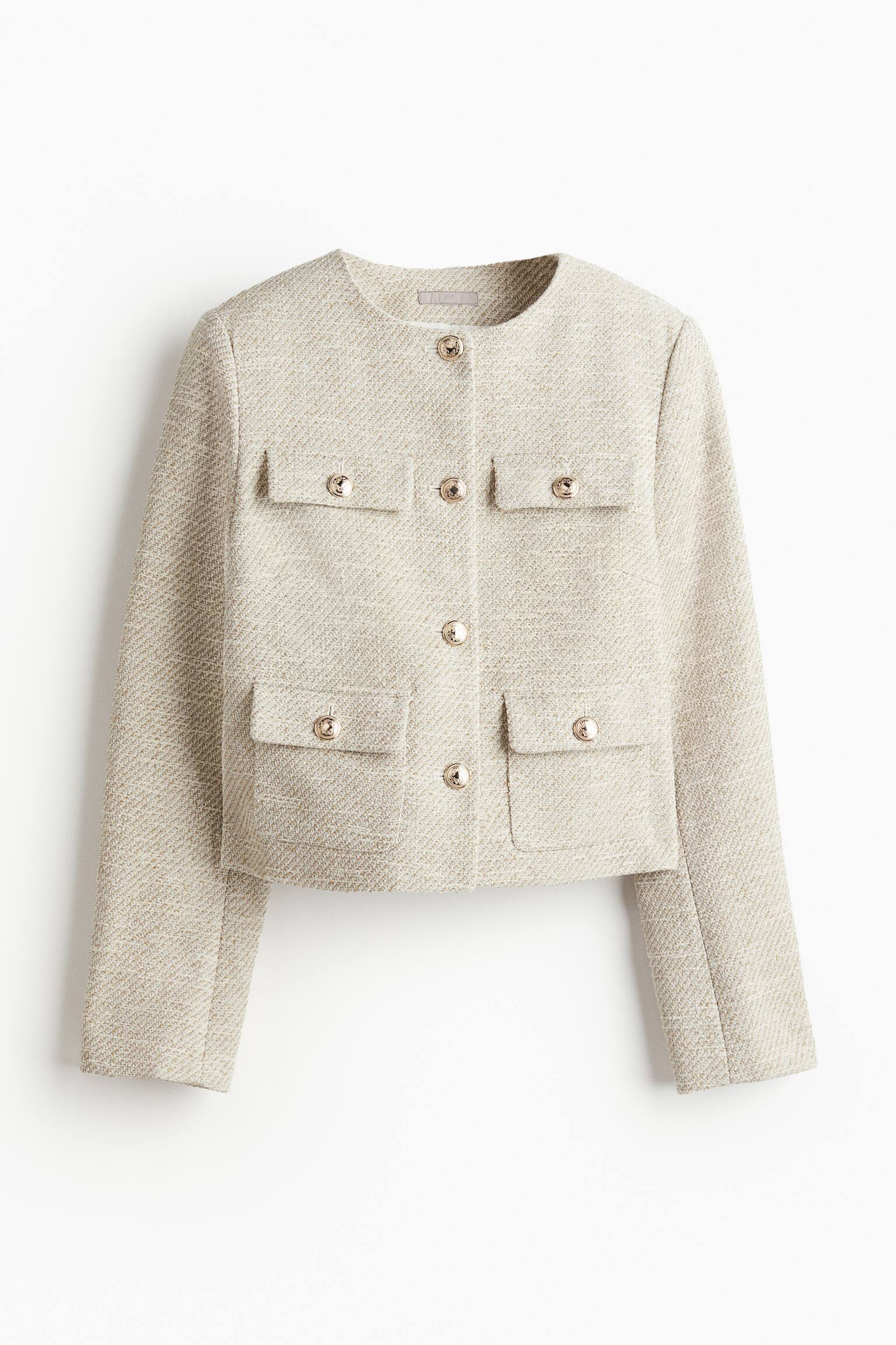 Textured Weave Jacket - Light beige marle/Light blue/White - 2