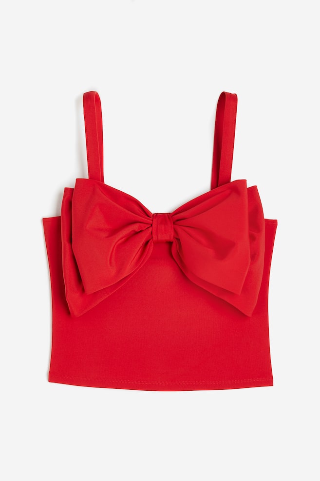 Bow-detail jersey top - Red - 2