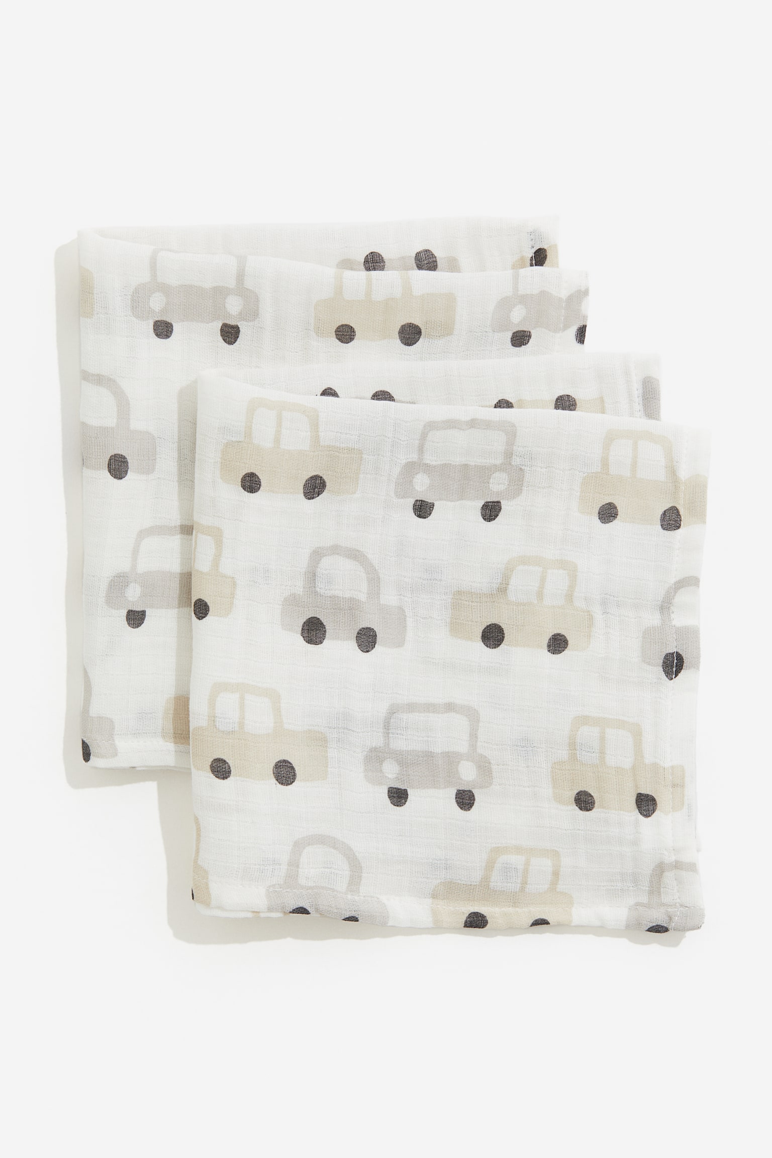 2-pack small muslin cloths - White/Cars/White/Bears/Light pink/Rabbits - 1