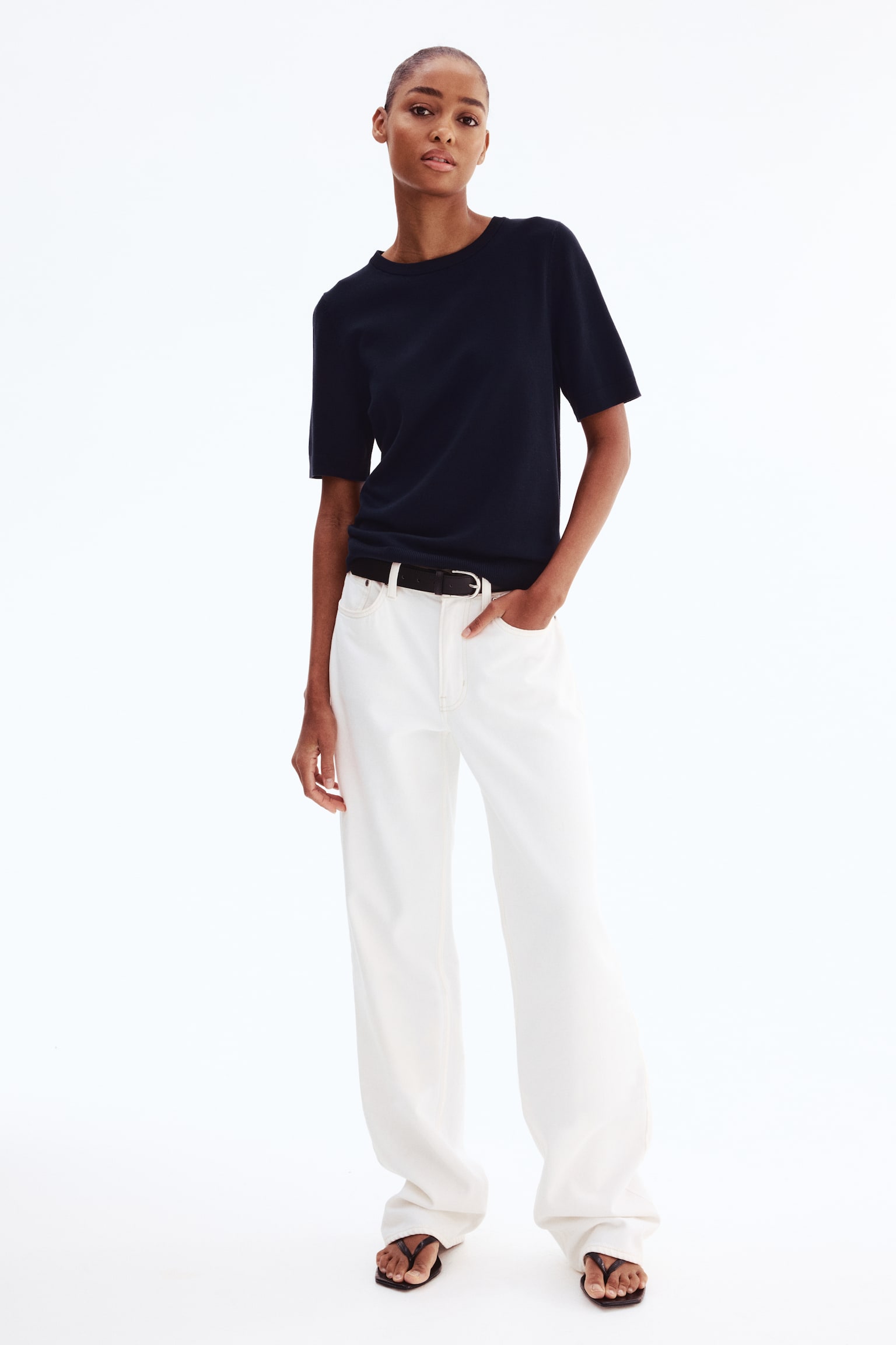 Áo dệt kim mịn - Màu xanh tím than/Màu xanh dương nhạt/Màu be - 6