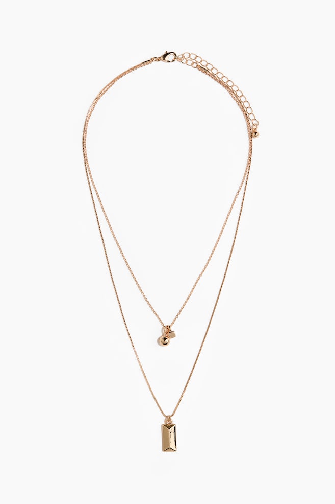 Double-Strand Pendant Necklace - Gold-colored - 1