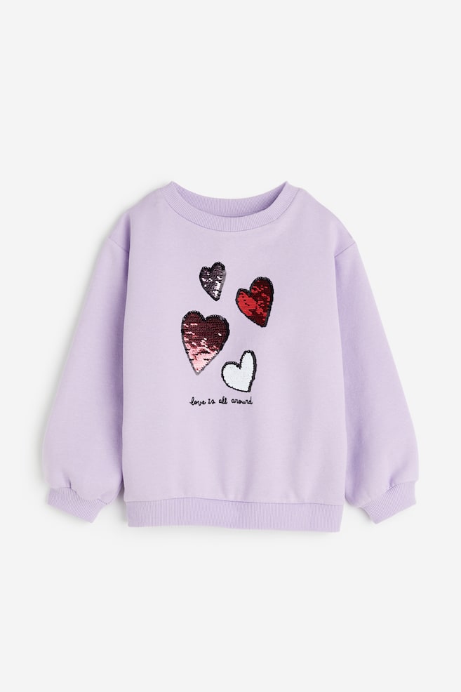 Motif-detail sweatshirt - Light purple/Hearts/Pink/Unicorn/Light pink/Fun Day - 2